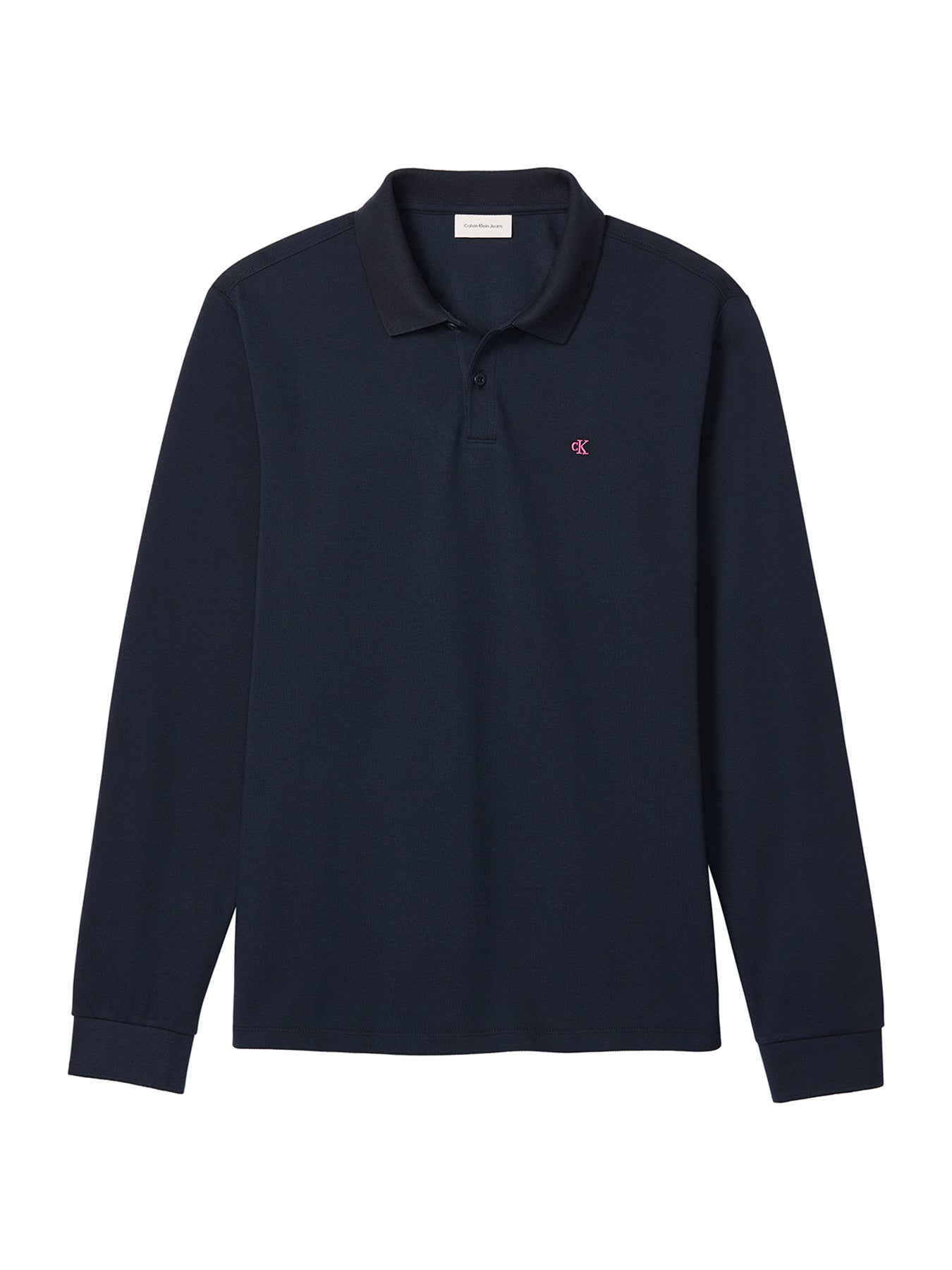 Long Sleeve Piqué Polo Shirt Blue
