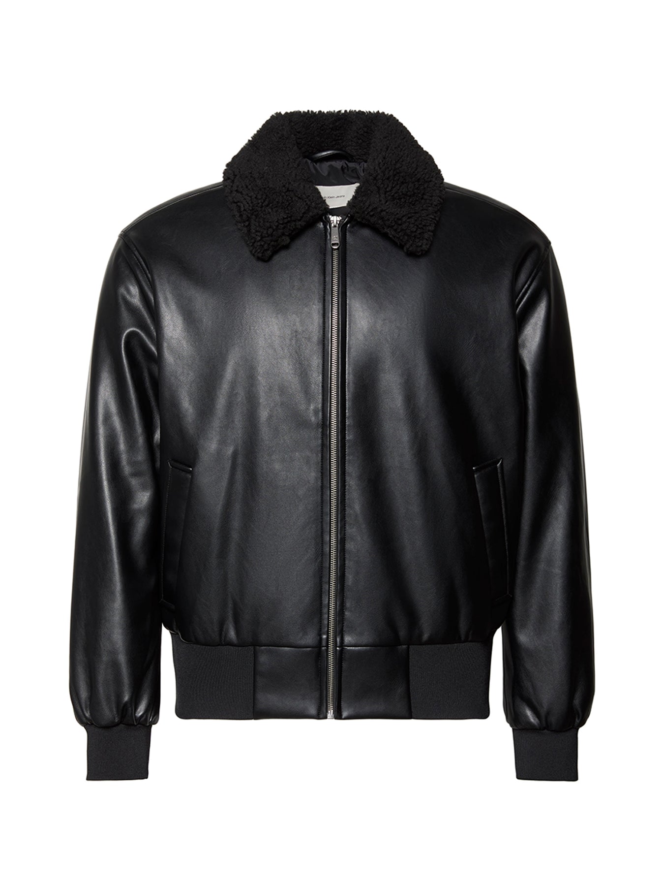 Faux Leather Bomber Jacket Black