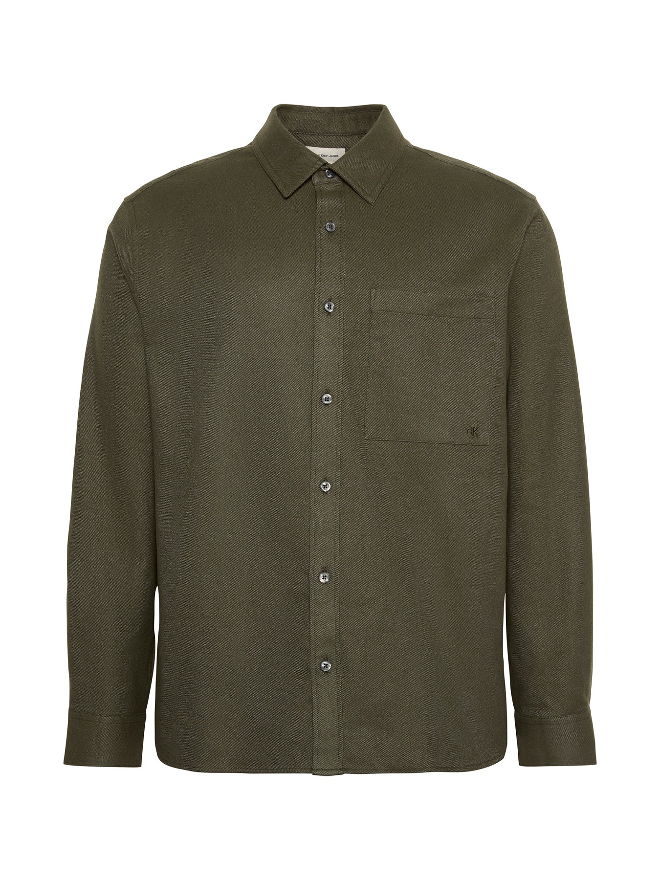 Melange Flannel Easy Button-Down Shirt Green