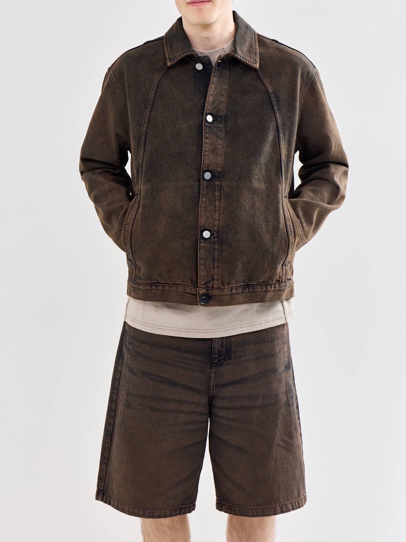 Organic Cotton Denim Jacket Brown