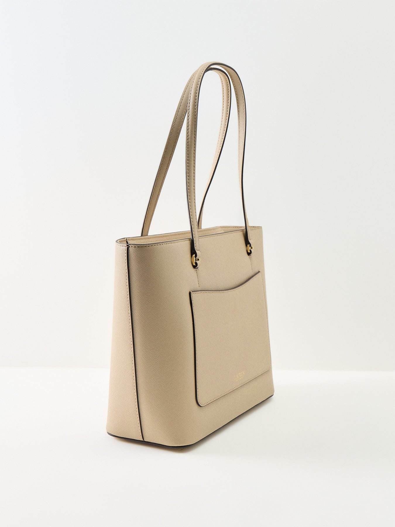 Karly Medium Leather Tote Bag Beige
