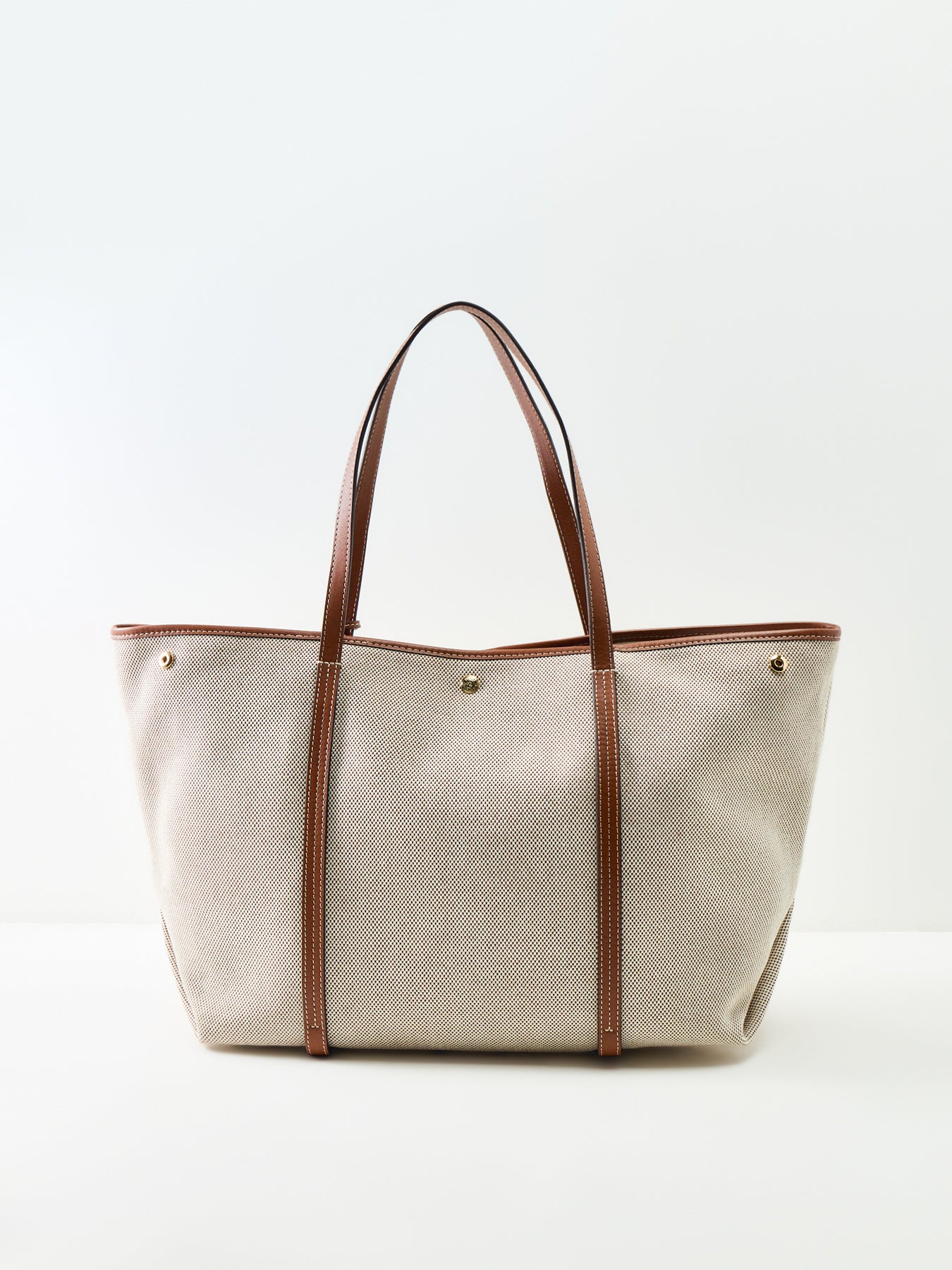 Emerie Extra Large Leather Tote Bag Beige