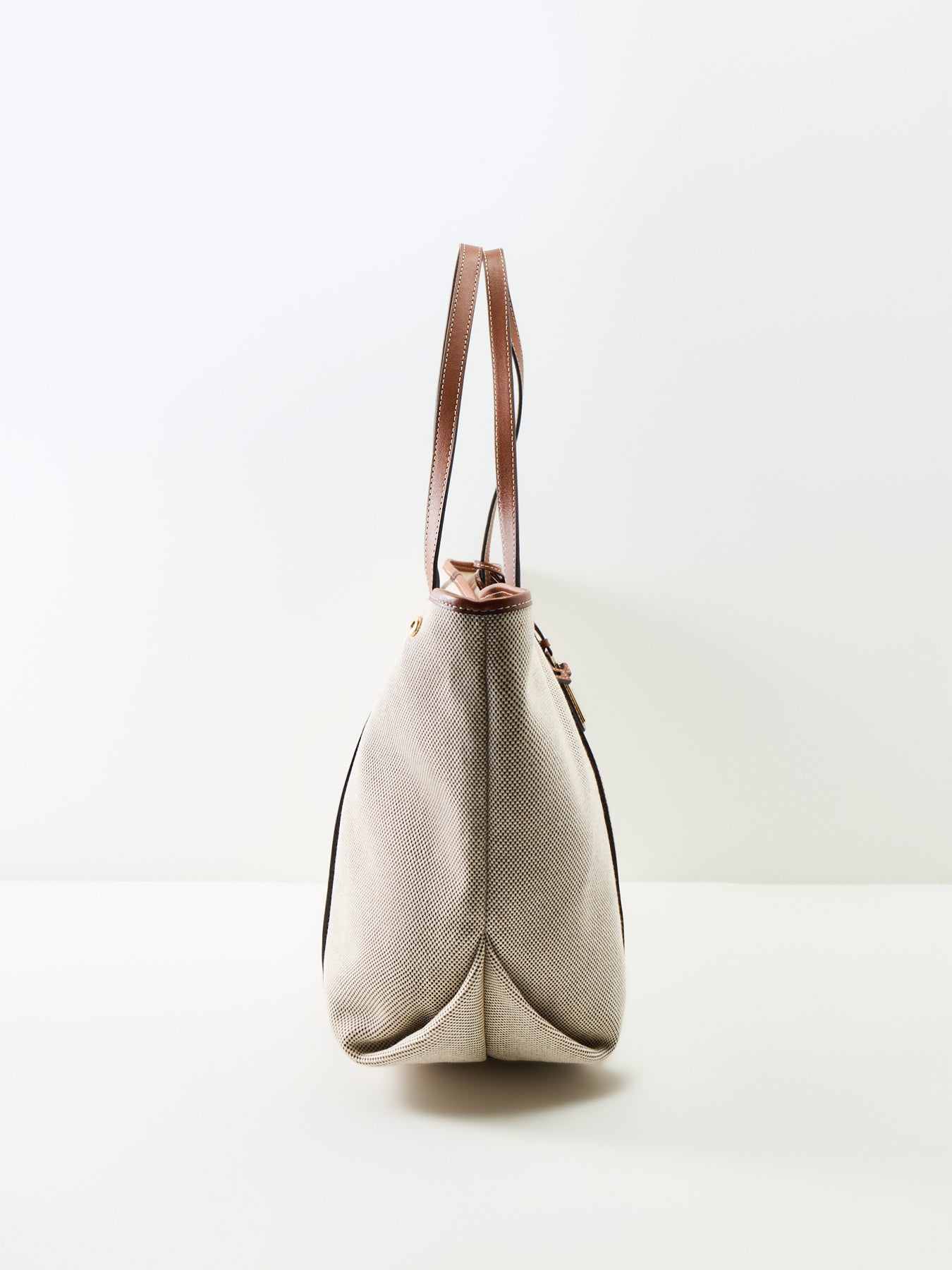 Emerie Extra Large Leather Tote Bag Beige