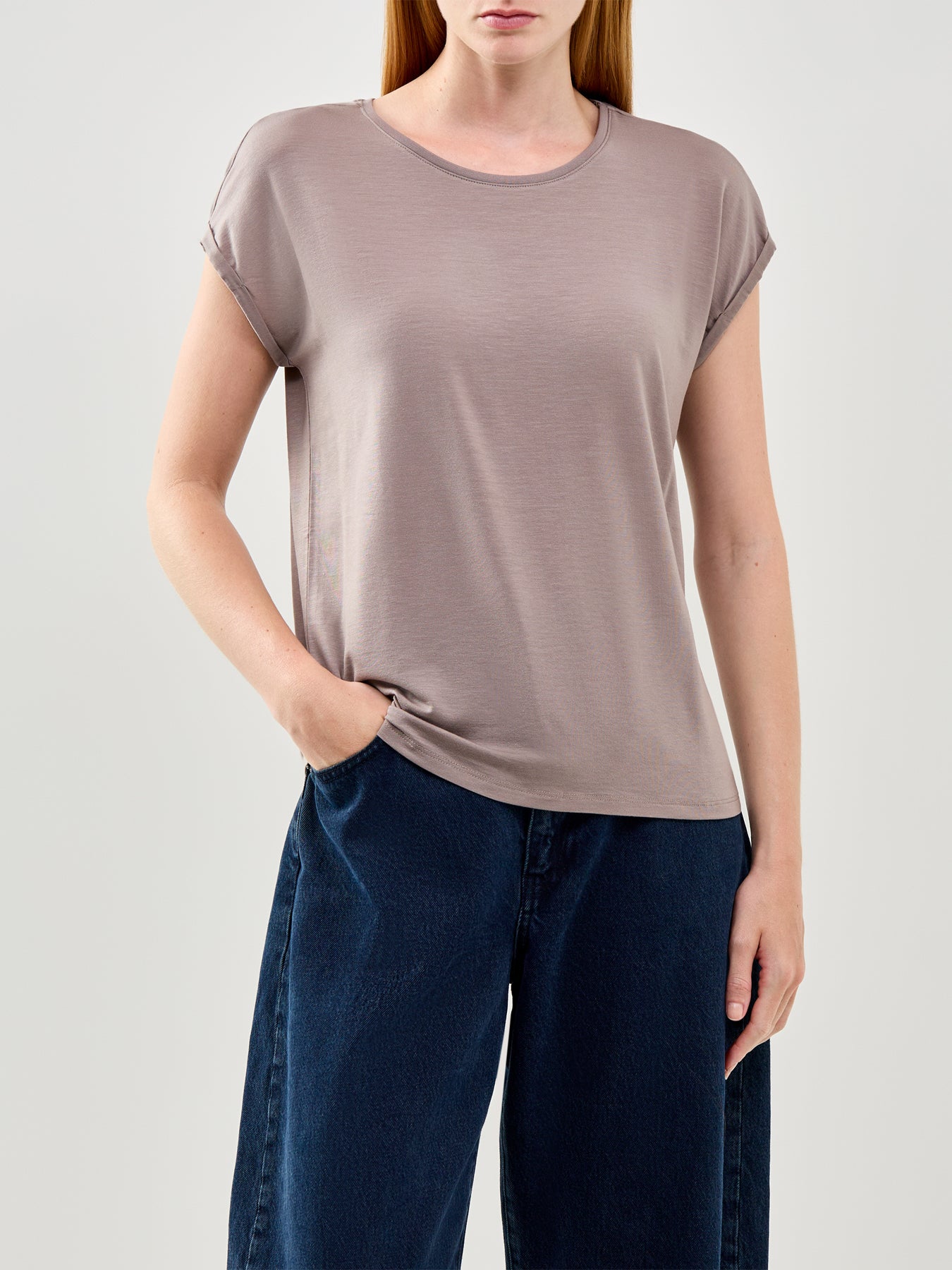 Ava Plain Short Sleeve T-Shirt Beige