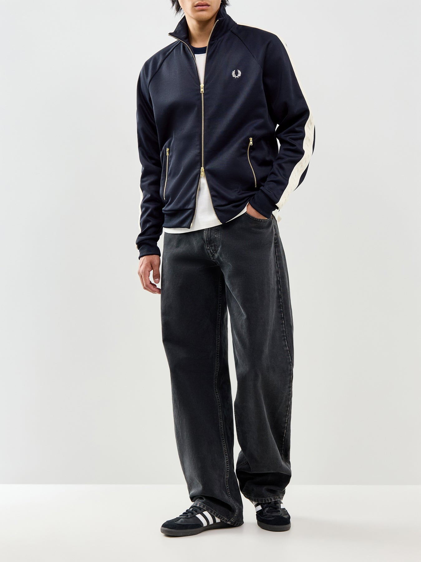 Cable Taped Track Jacket Navy