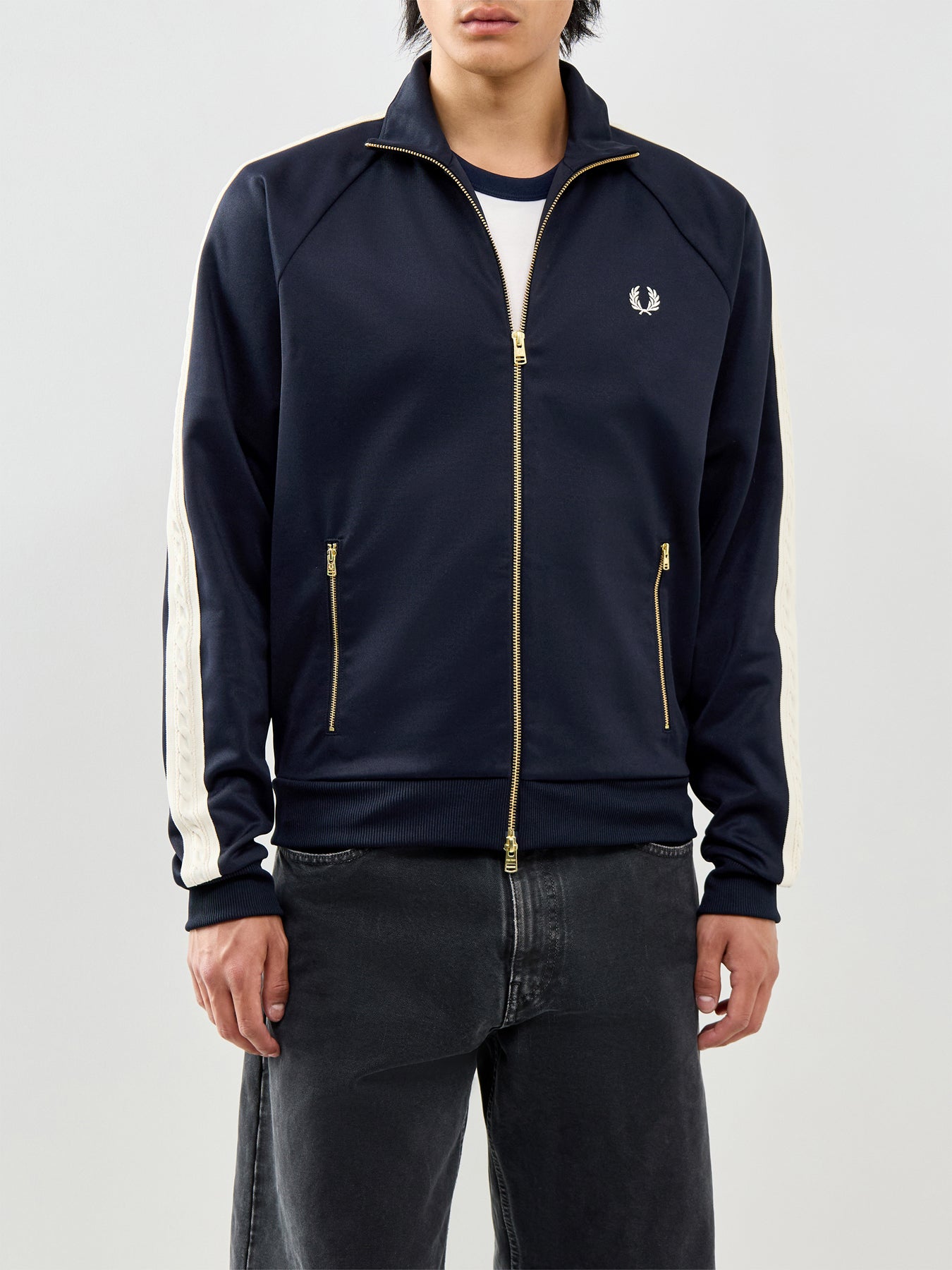 Cable Taped Track Jacket Navy