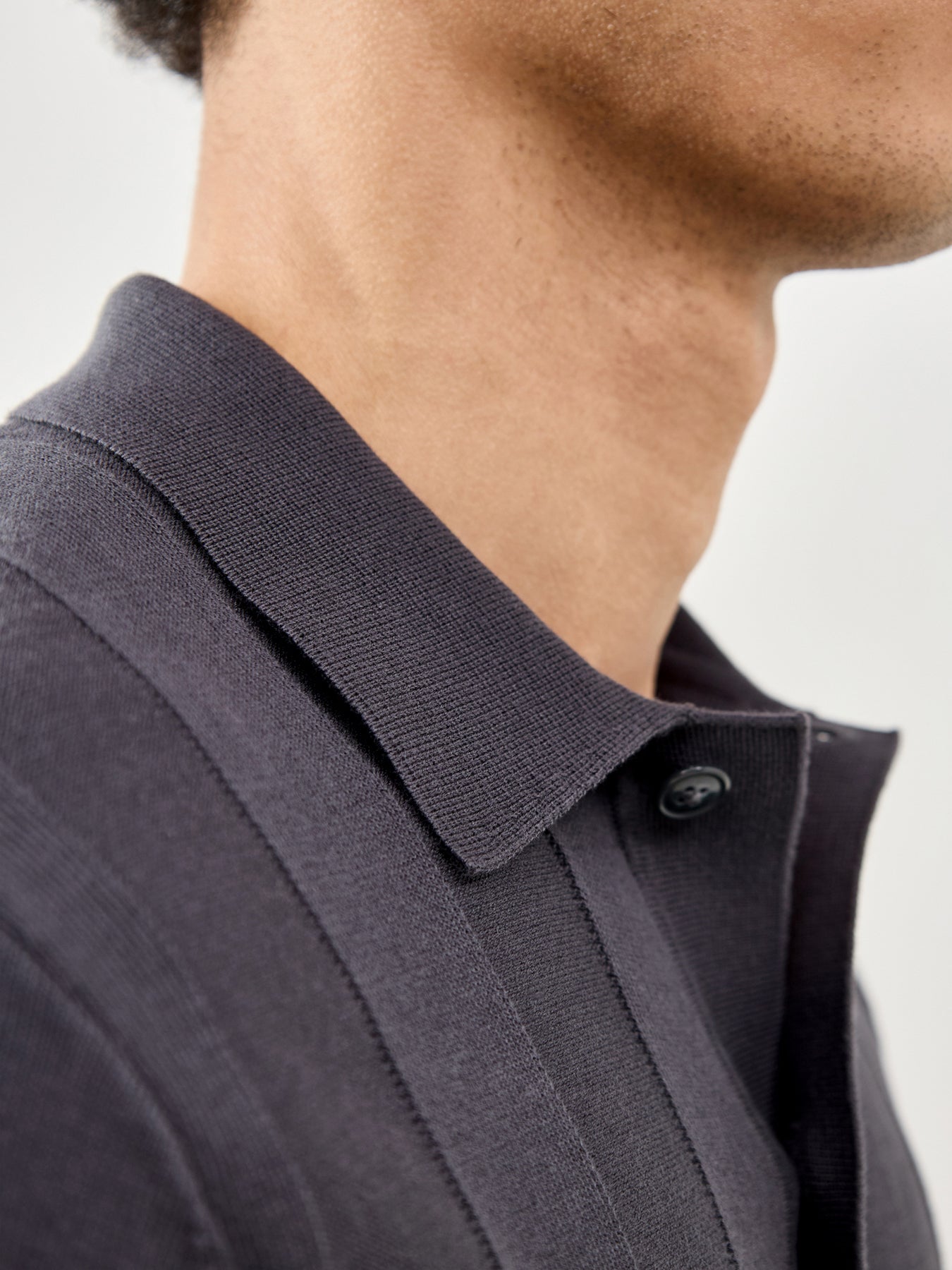Tonal Vertical Stripe Knitted Shirt Grey