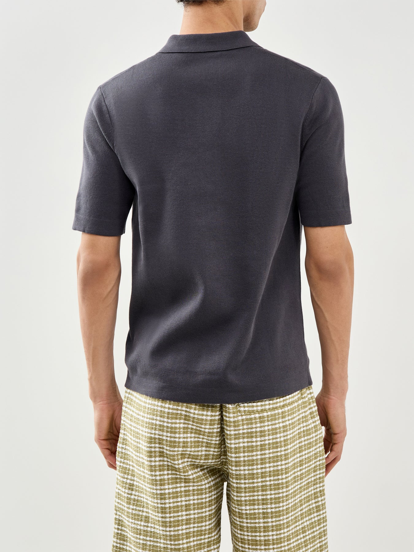 Tonal Vertical Stripe Knitted Shirt Grey