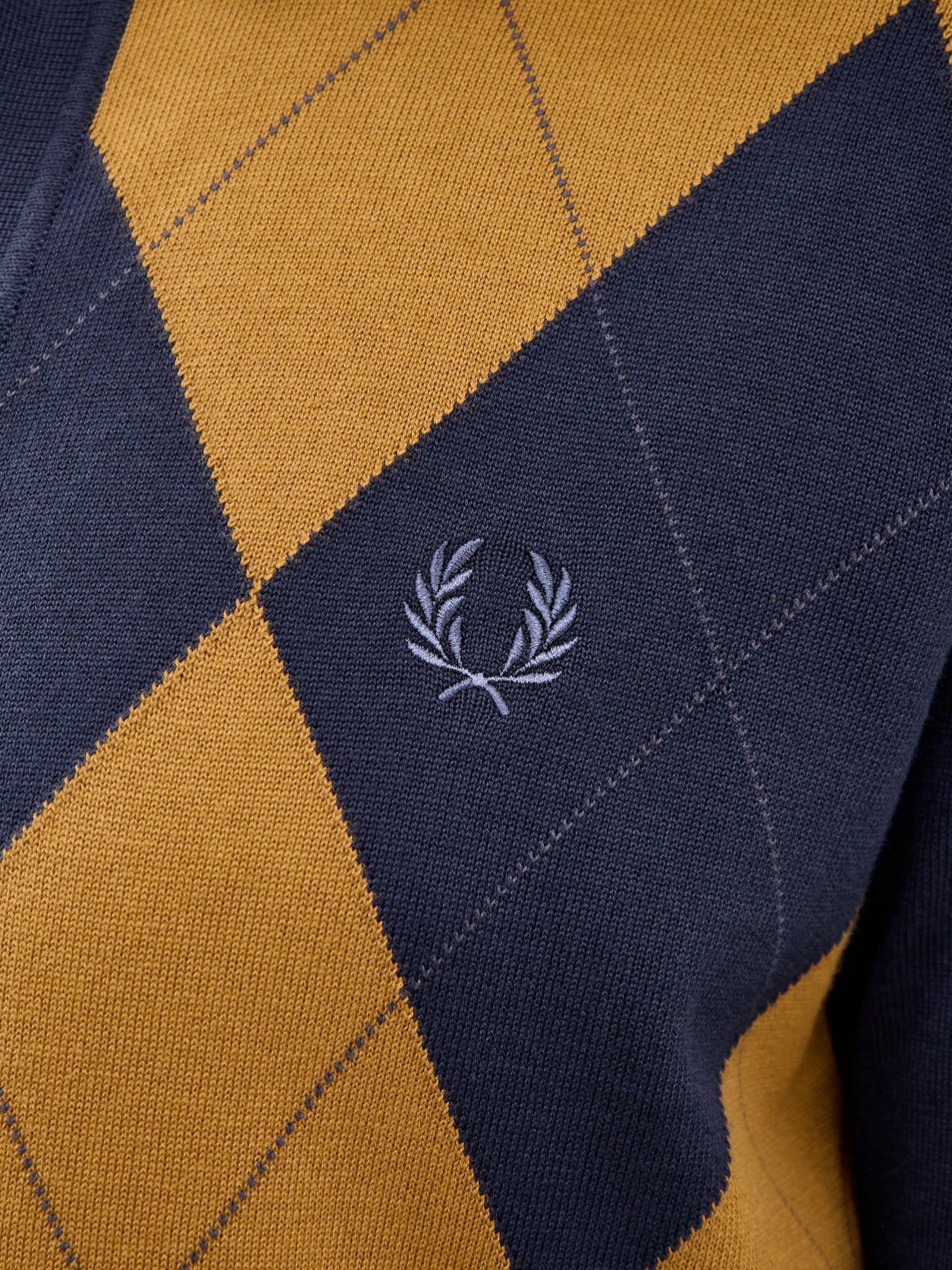 Argyle Button Through Knitted Shirt Navy