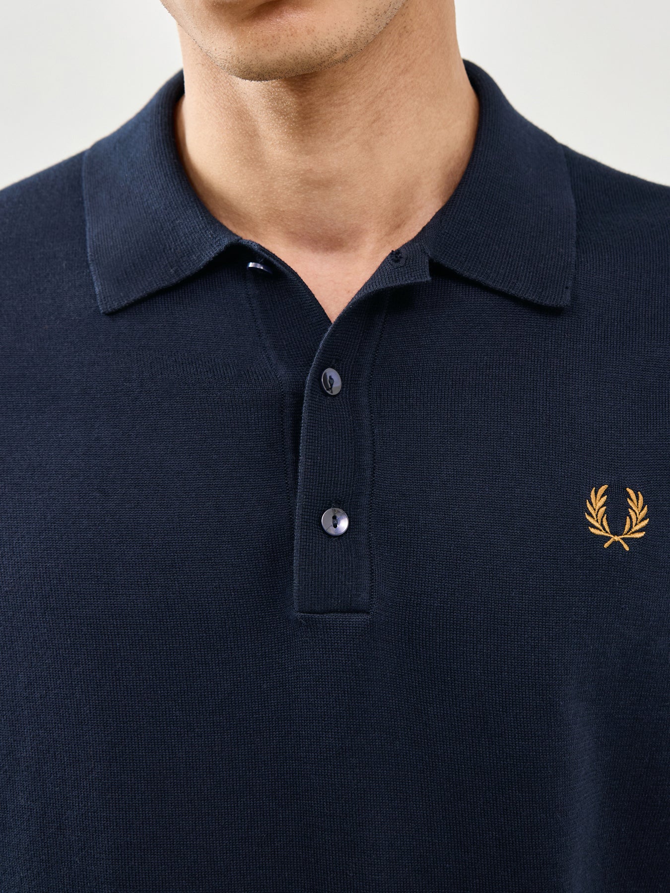 Cotton Knitted Polo Shirt Navy