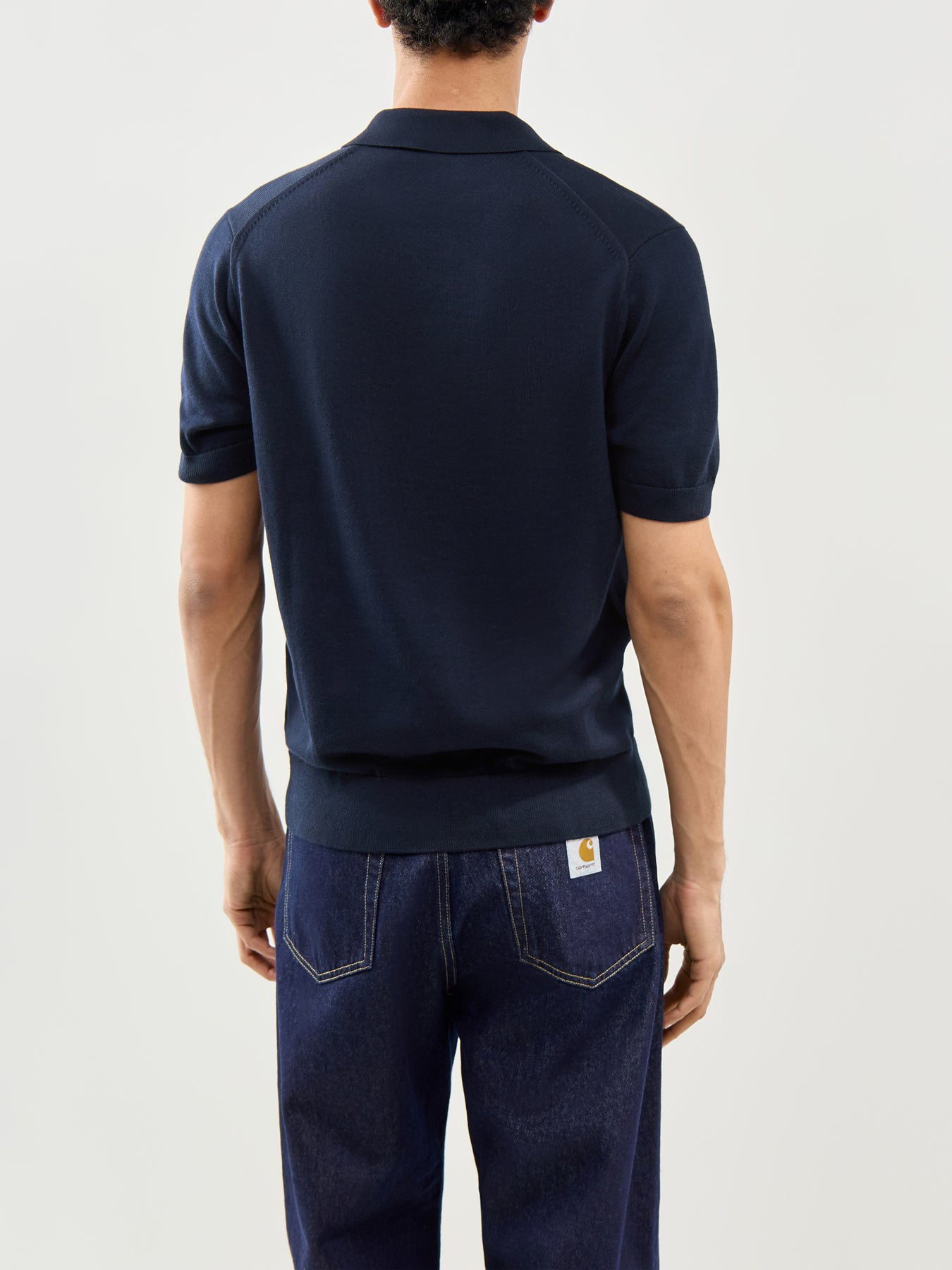 Cotton Knitted Polo Shirt Navy
