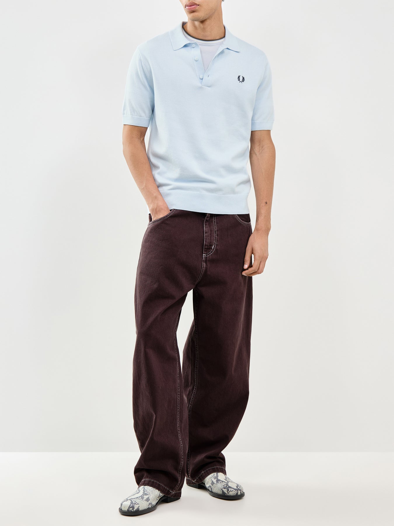 Cotton Knitted Polo Shirt Blue
