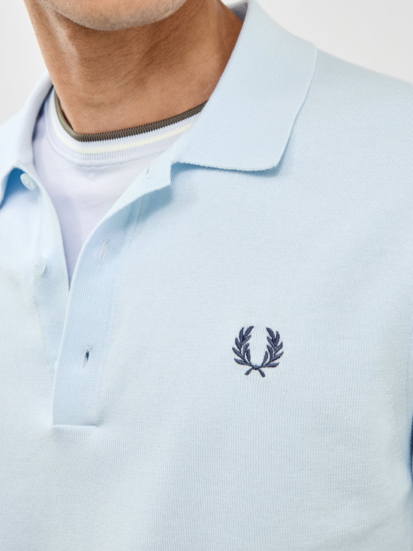 Cotton Knitted Polo Shirt Blue