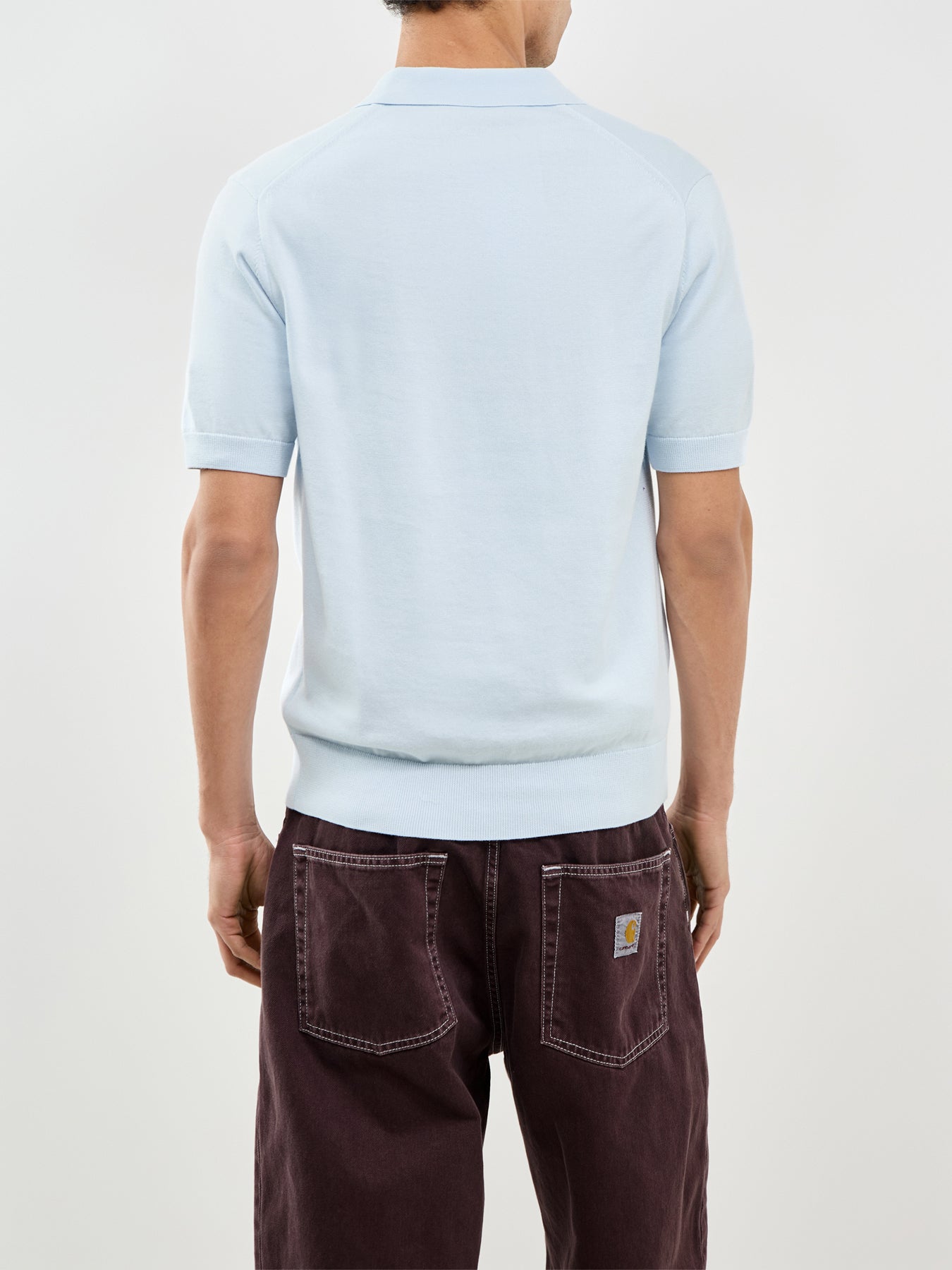 Cotton Knitted Polo Shirt Blue