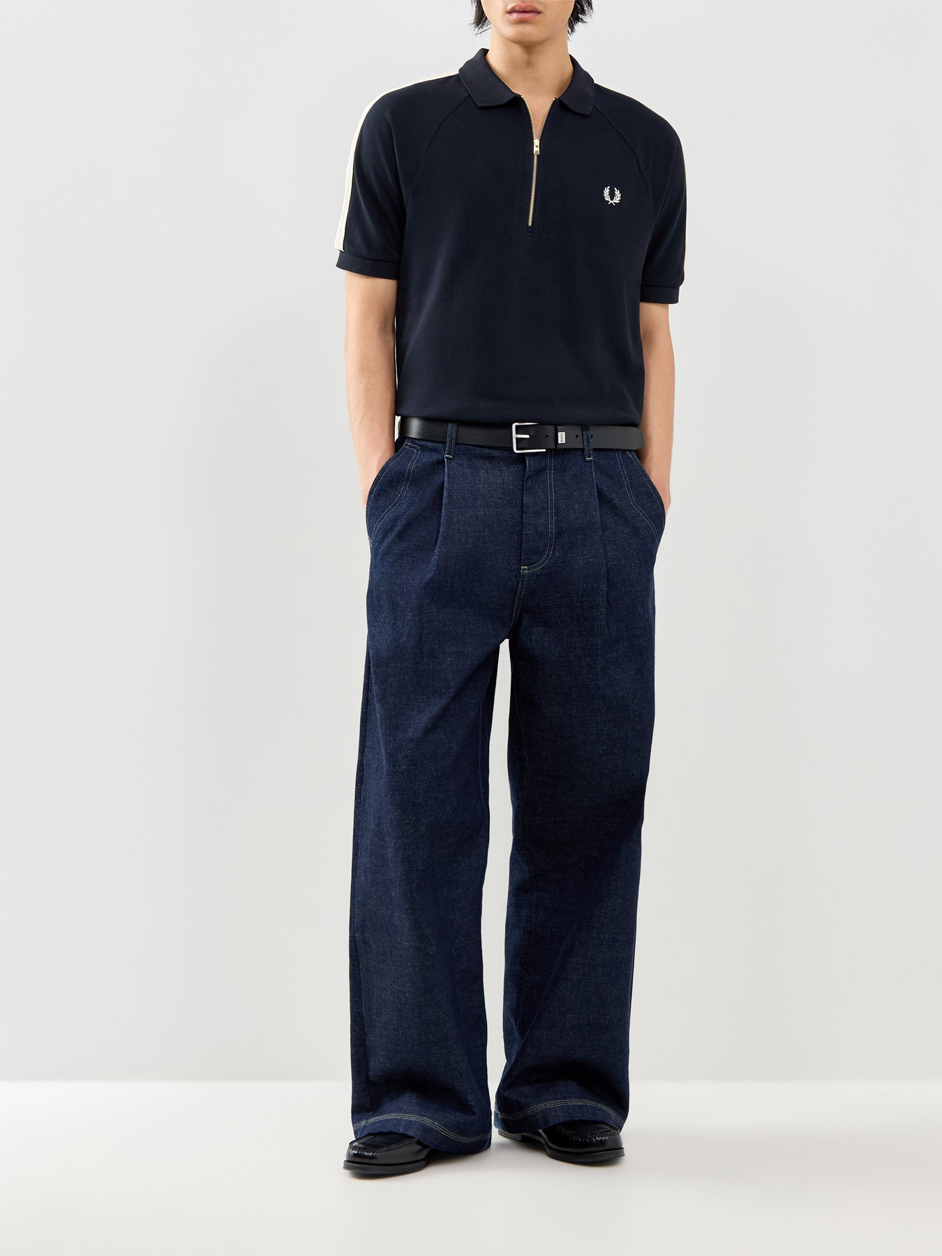 Cable Taped Polo Shirt Navy