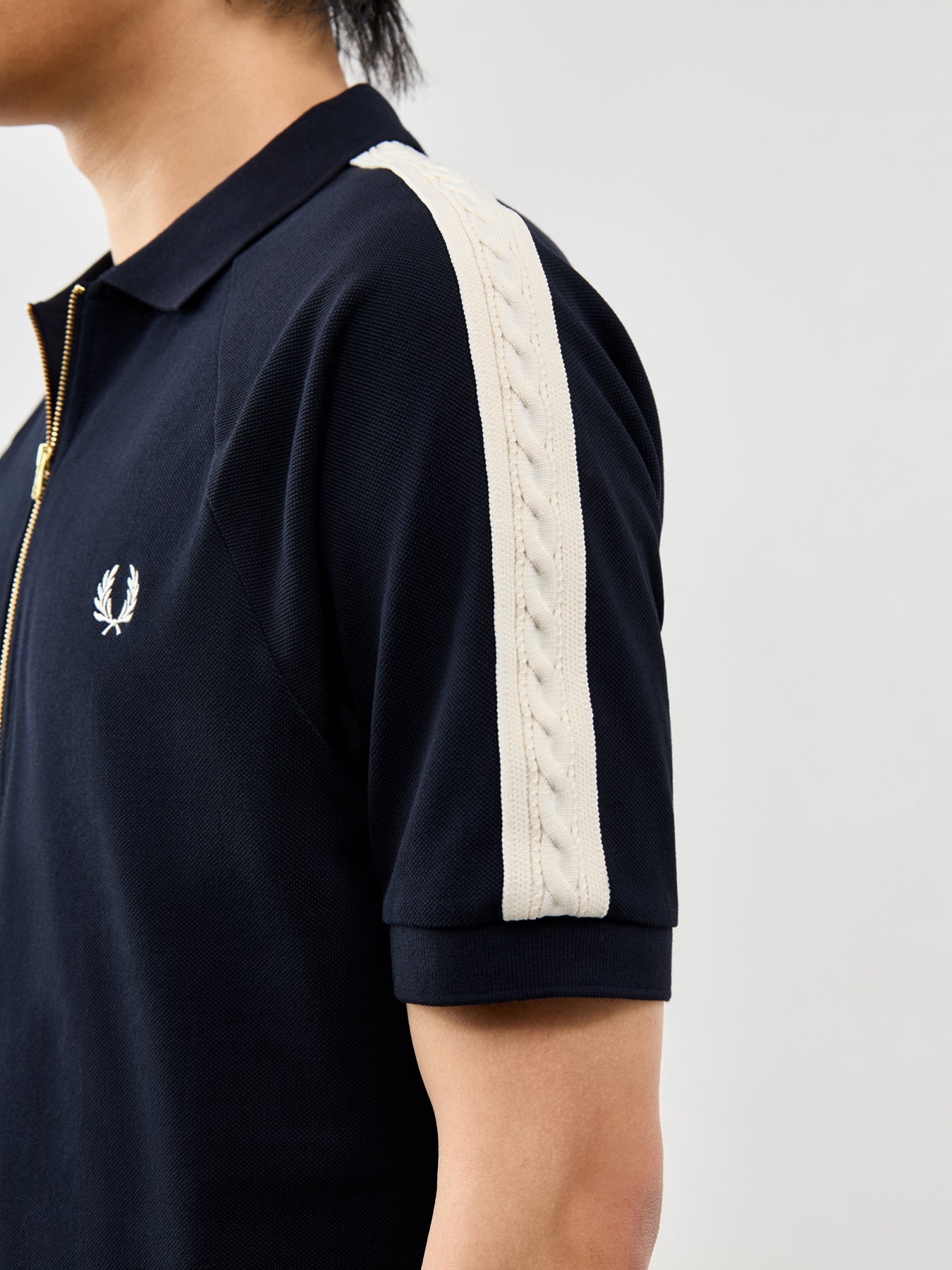 Cable Taped Polo Shirt Navy
