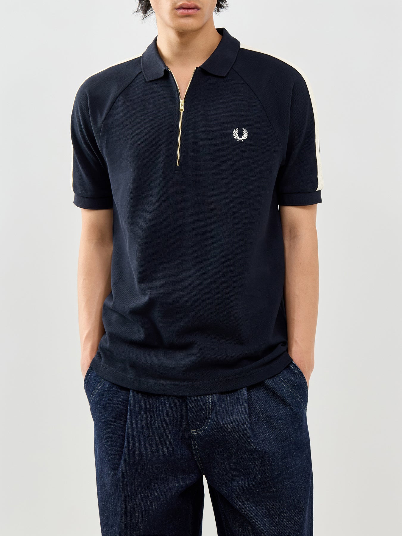 Cable Taped Polo Shirt Navy