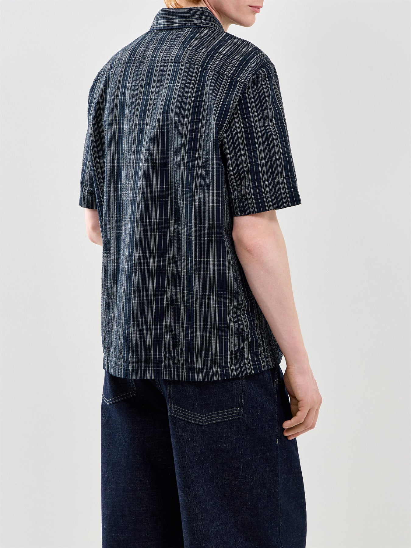 Seersucker Check Short Sleeve Shirt Navy