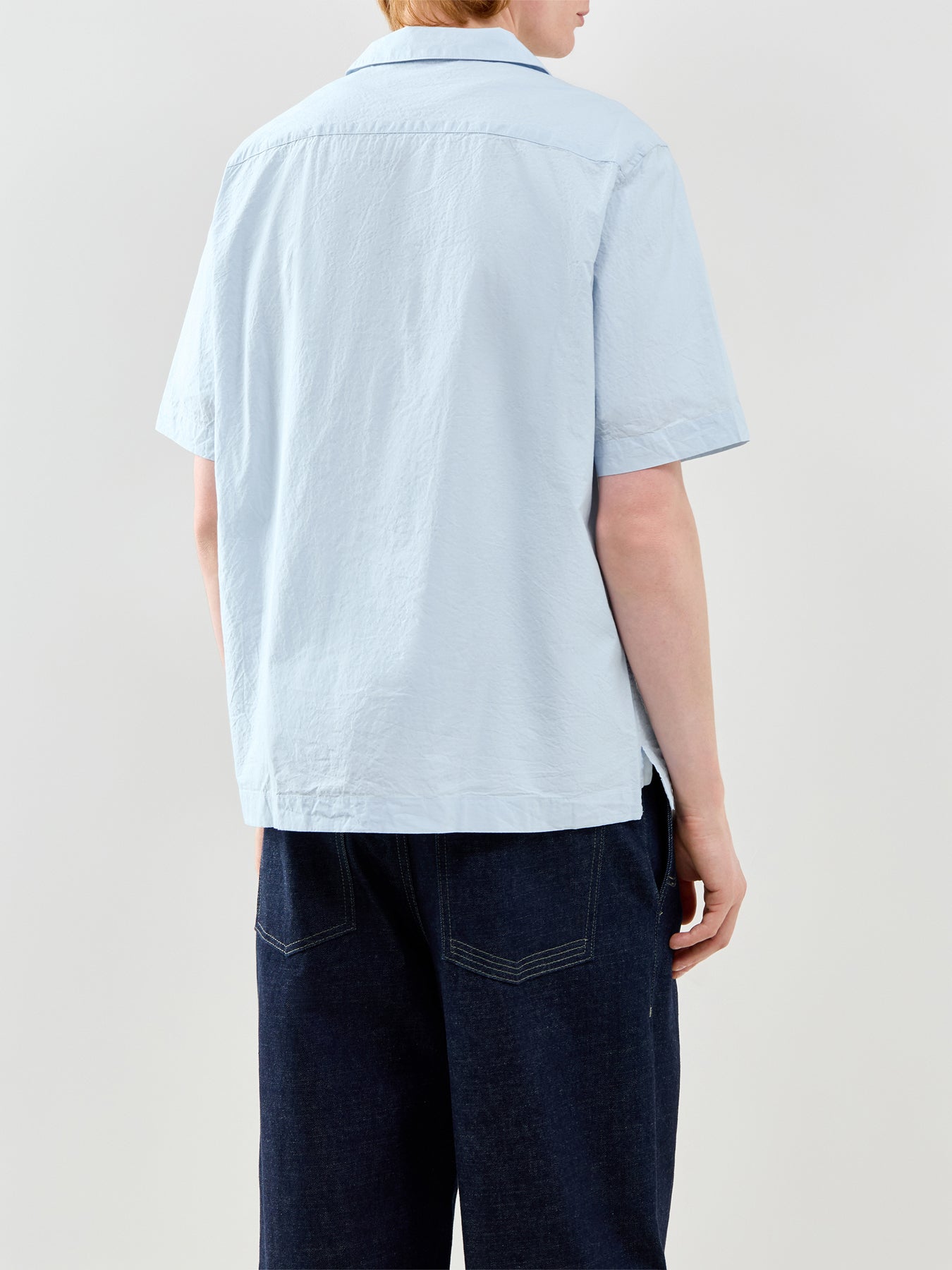 Seersucker Revere Collar Shirt Blue