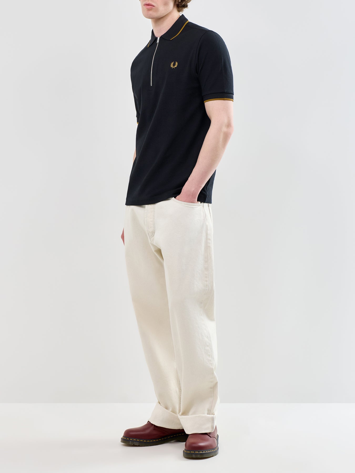 Crepe Pique Polo Shirt Black