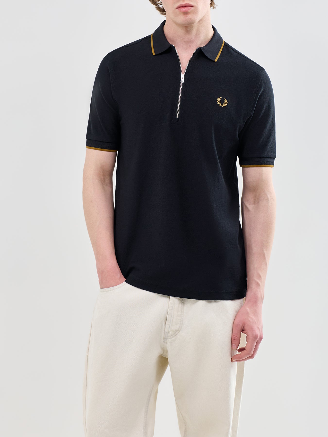 Crepe Pique Polo Shirt Black