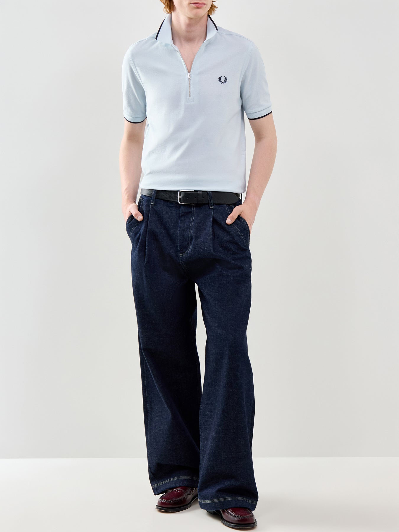 Crepe Pique Polo Shirt Blue