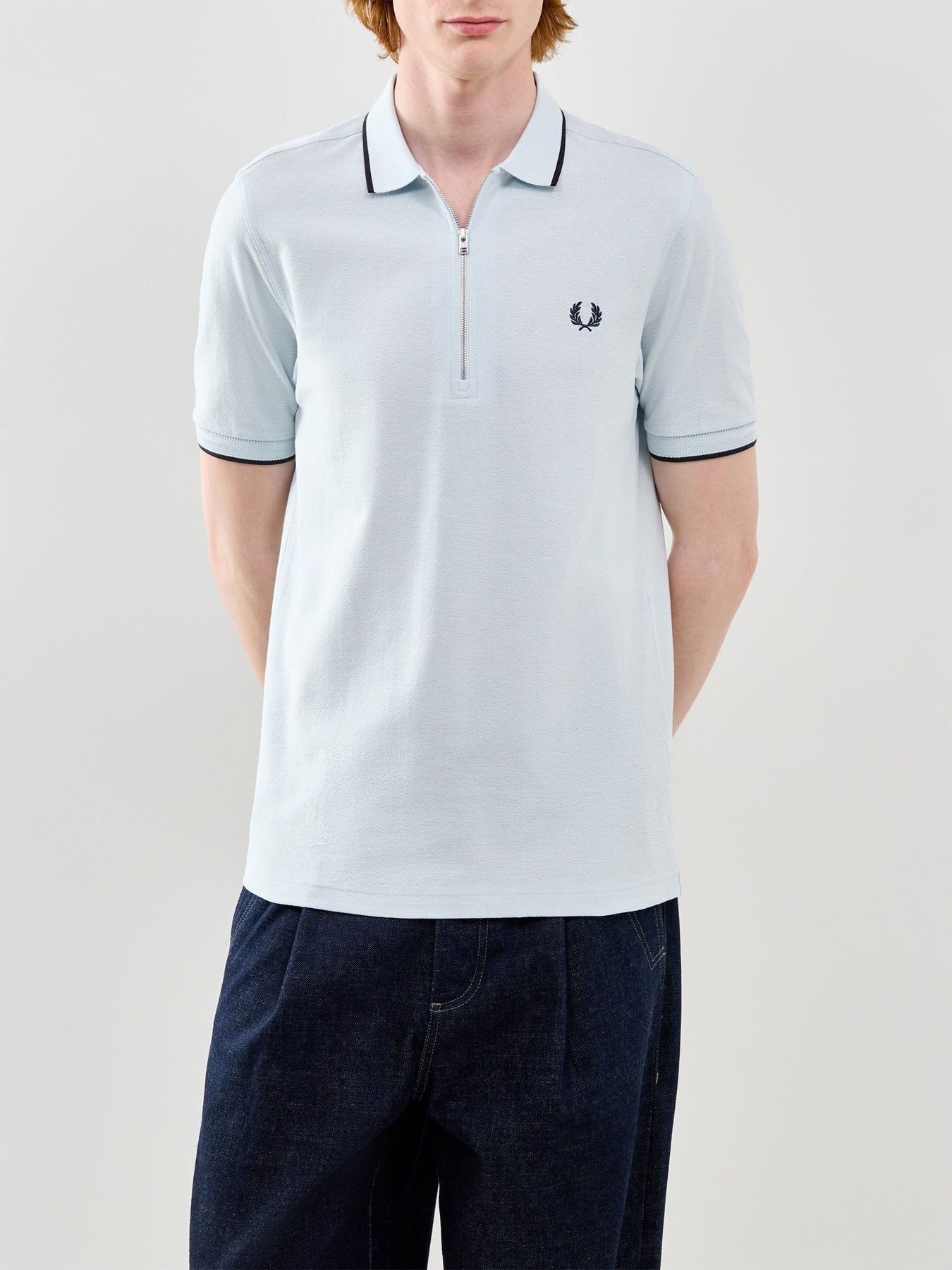 Crepe Pique Polo Shirt Blue