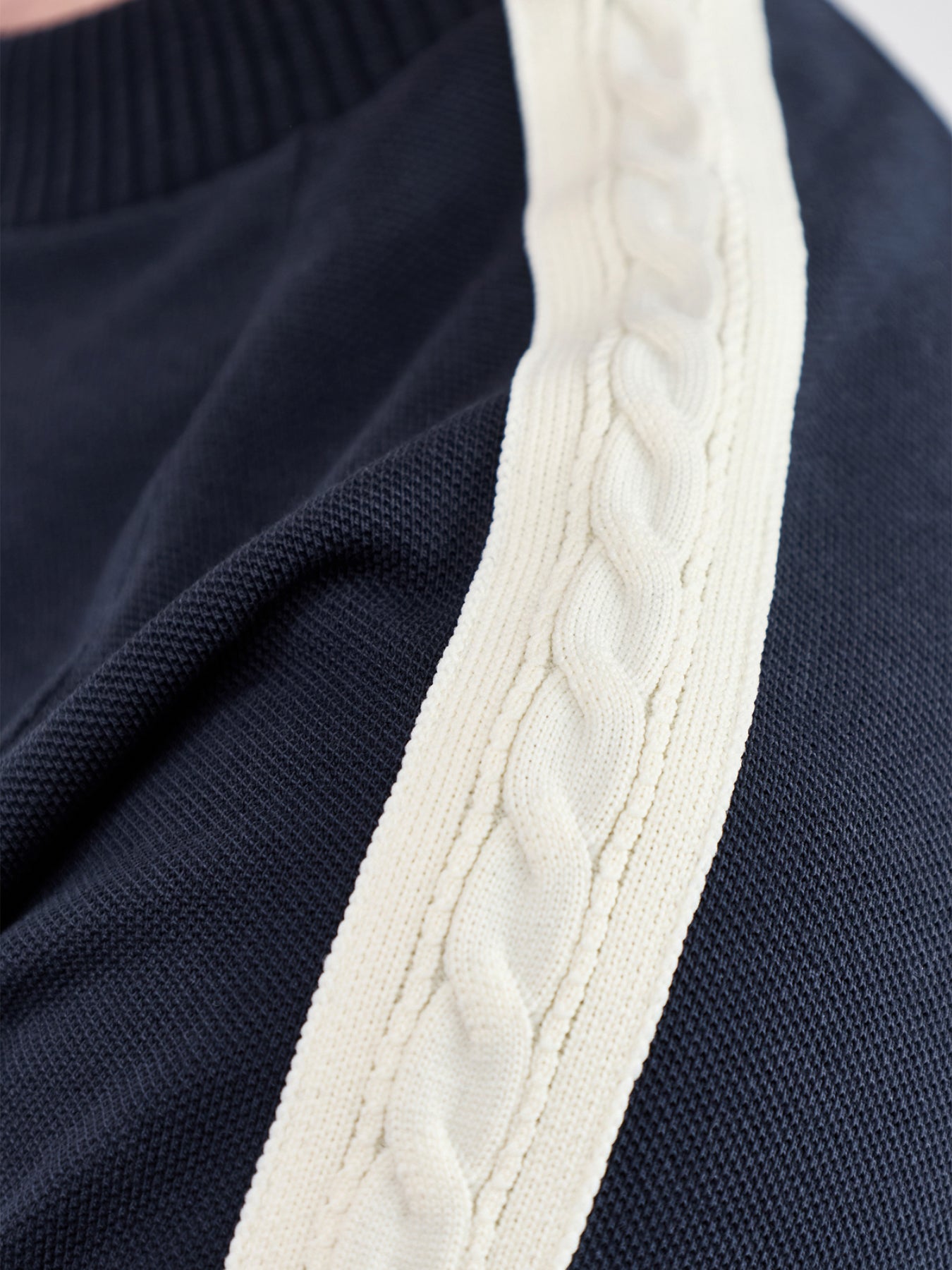 Cable Taped T Shirt Navy