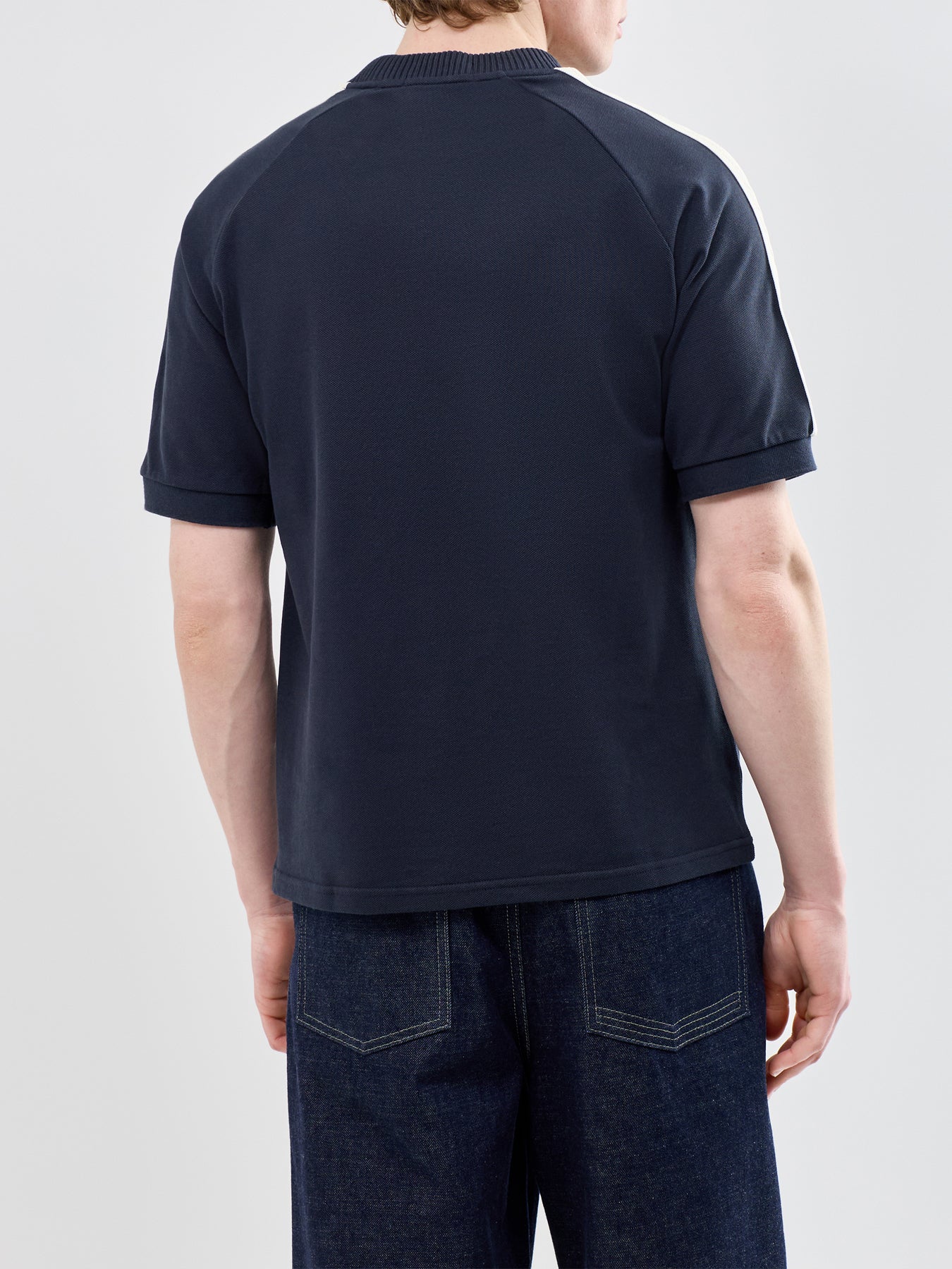 Cable Taped T Shirt Navy