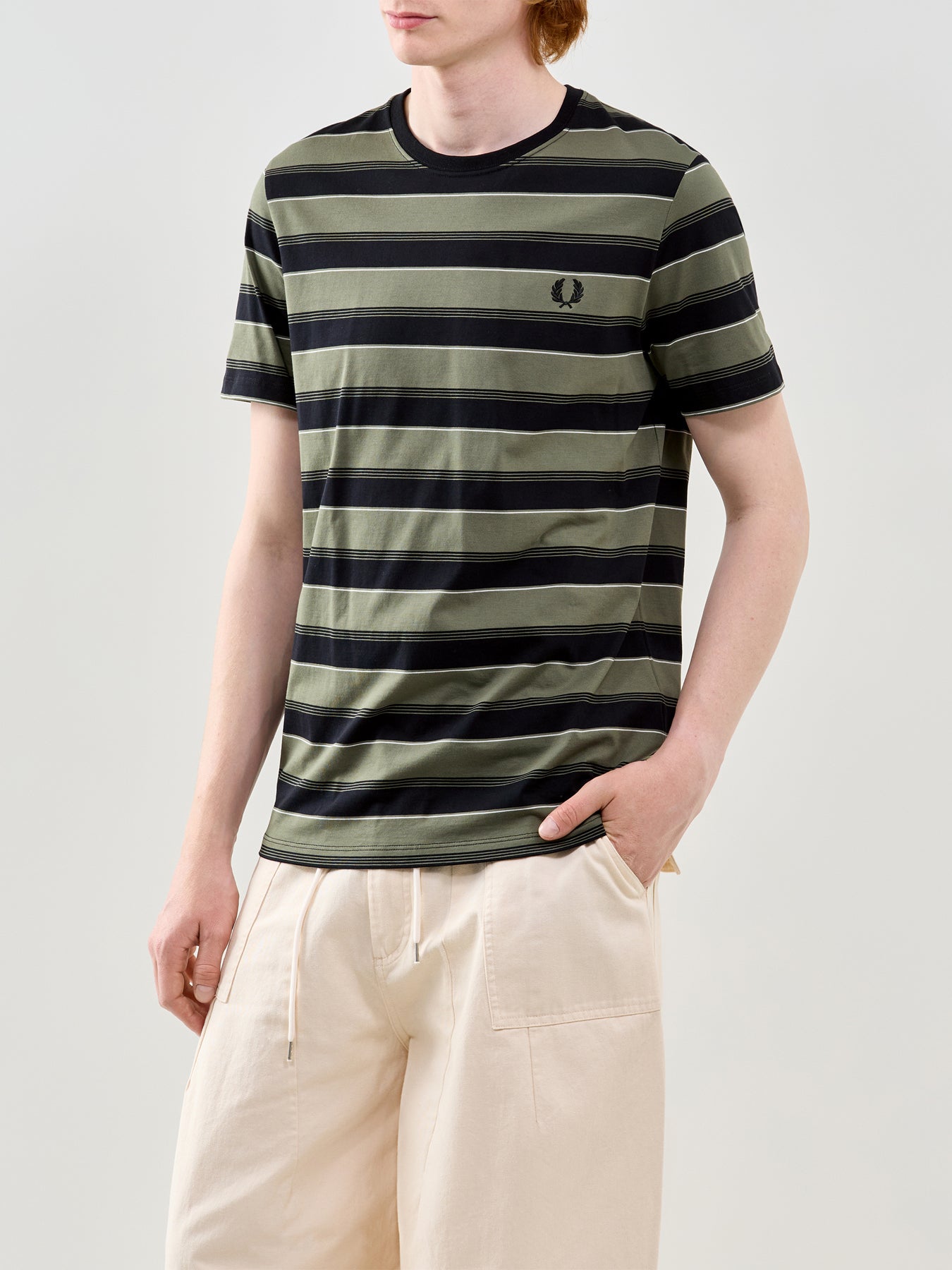 Fine Stripe T-Shirt Black
