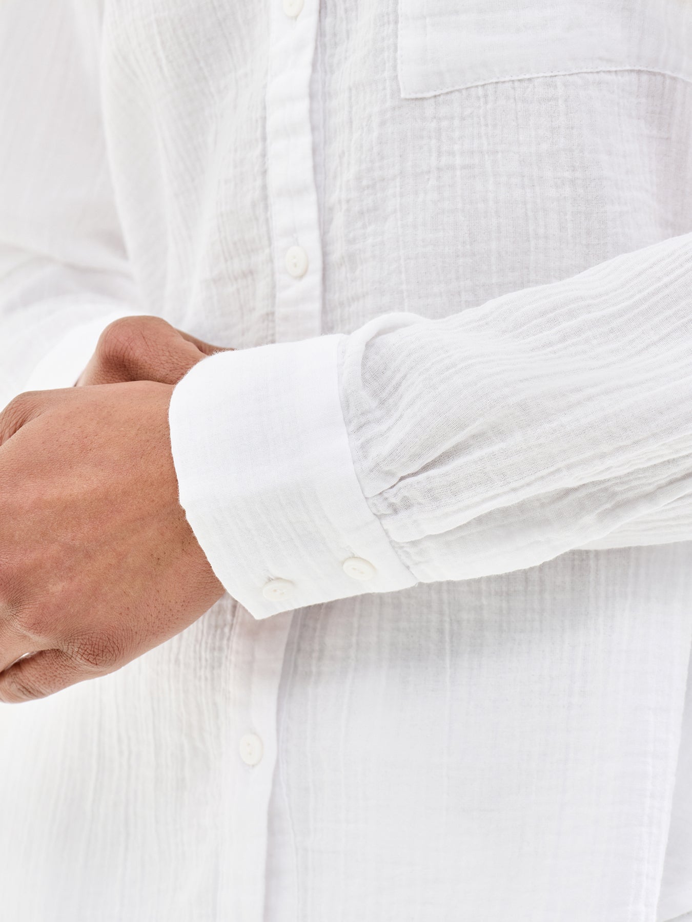 Mandarin Collar Cut Away Shirt White