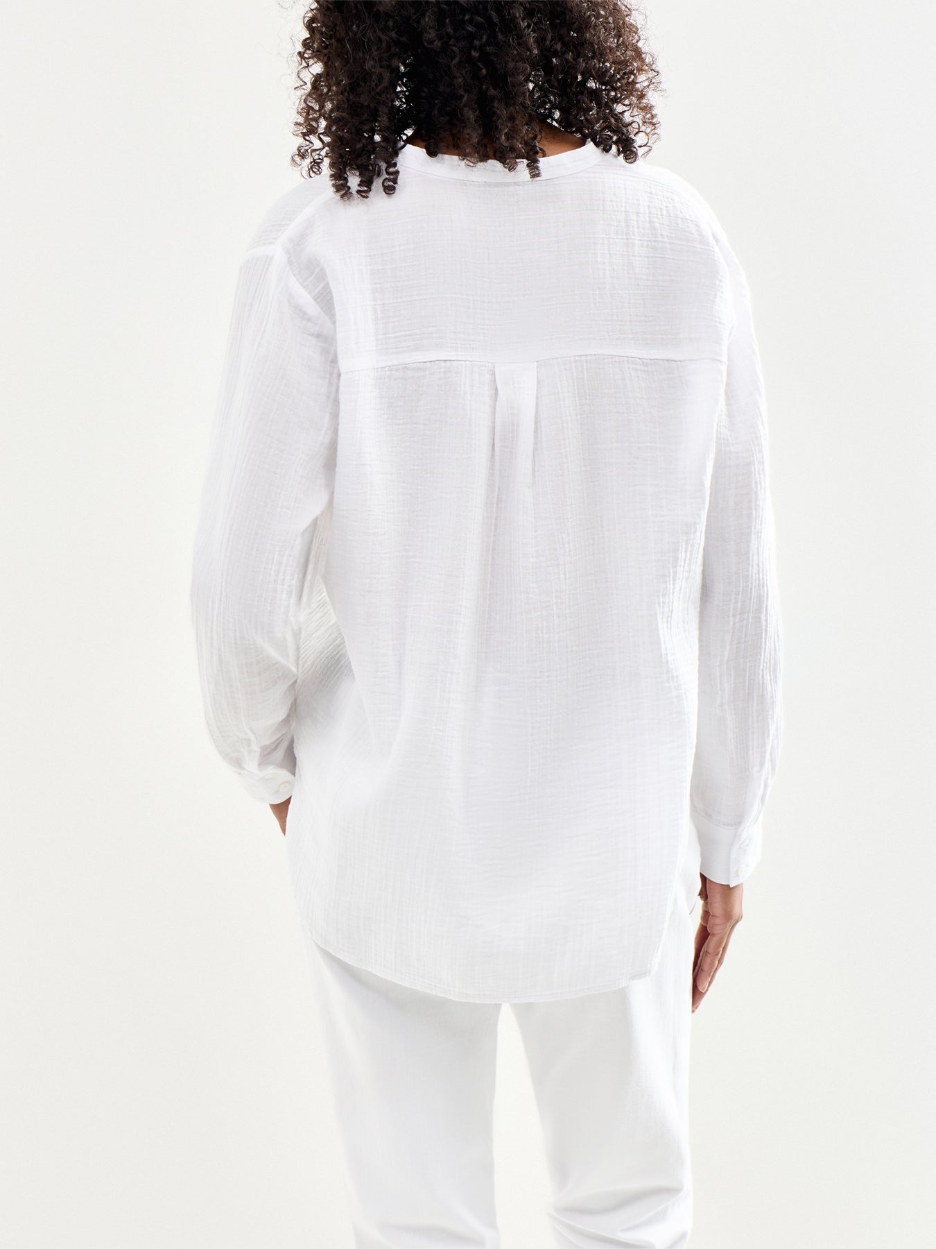 Mandarin Collar Cut Away Shirt White