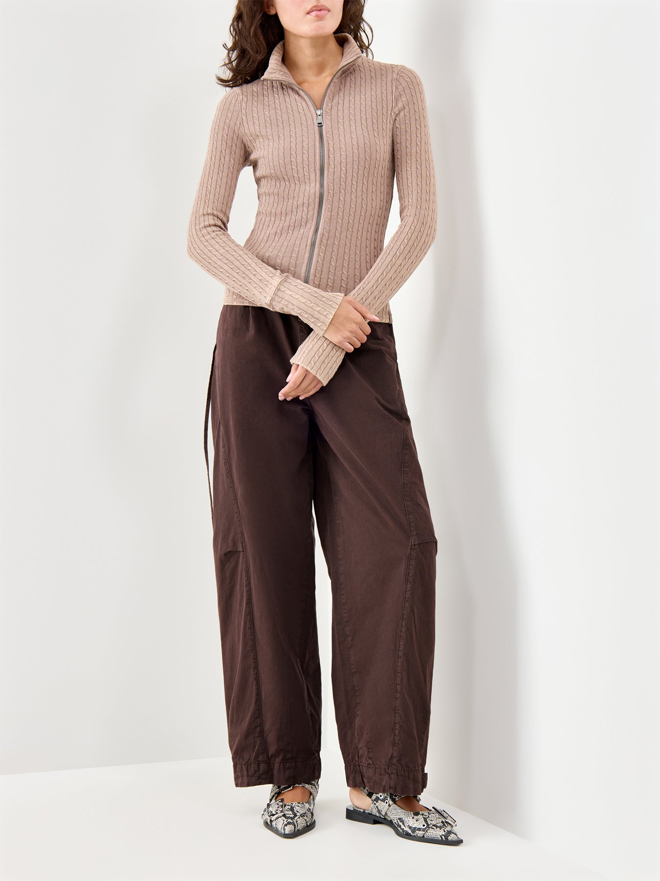 Brunch Girl Zip Up Brown
