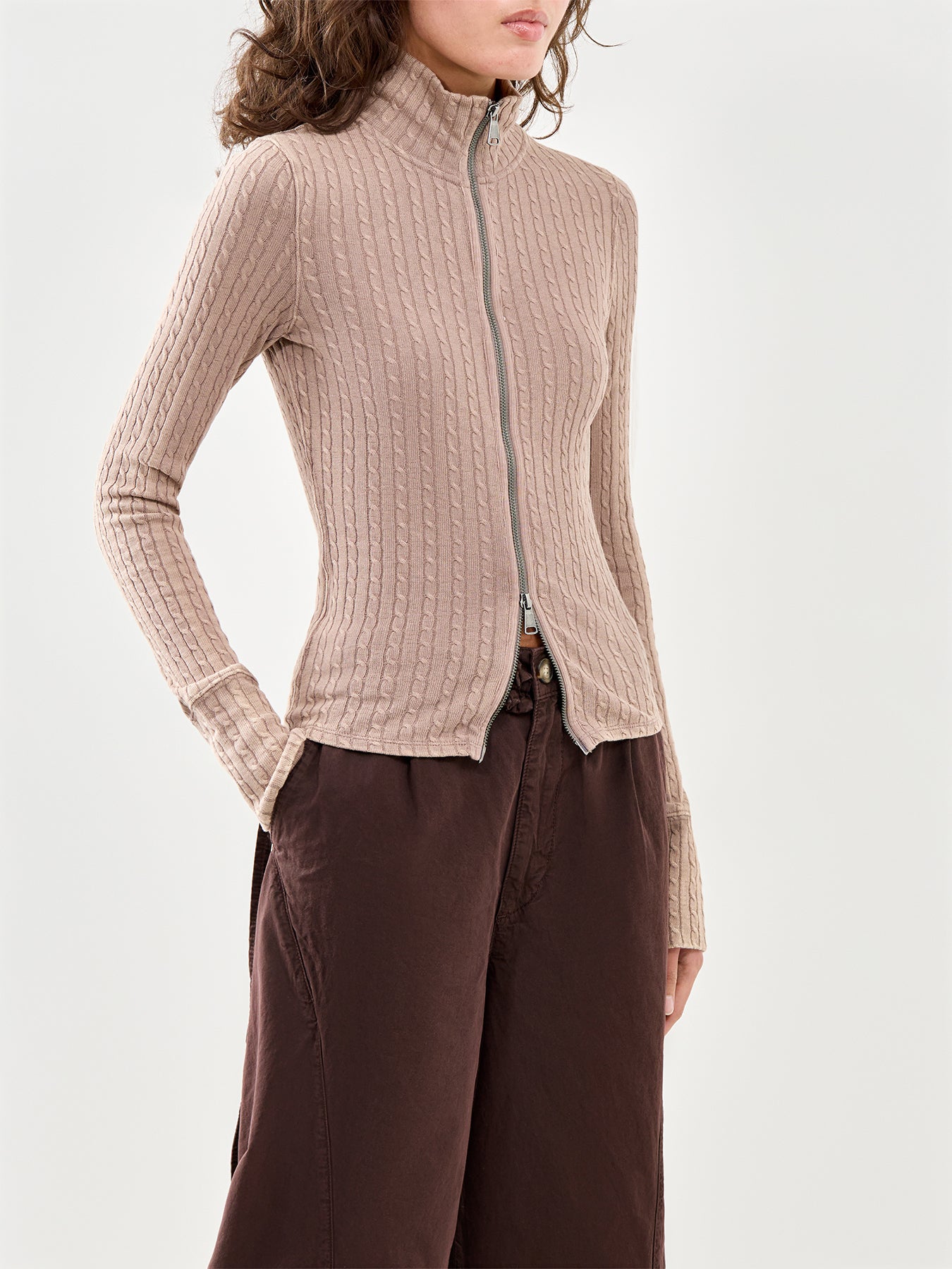 Brunch Girl Zip Up Brown