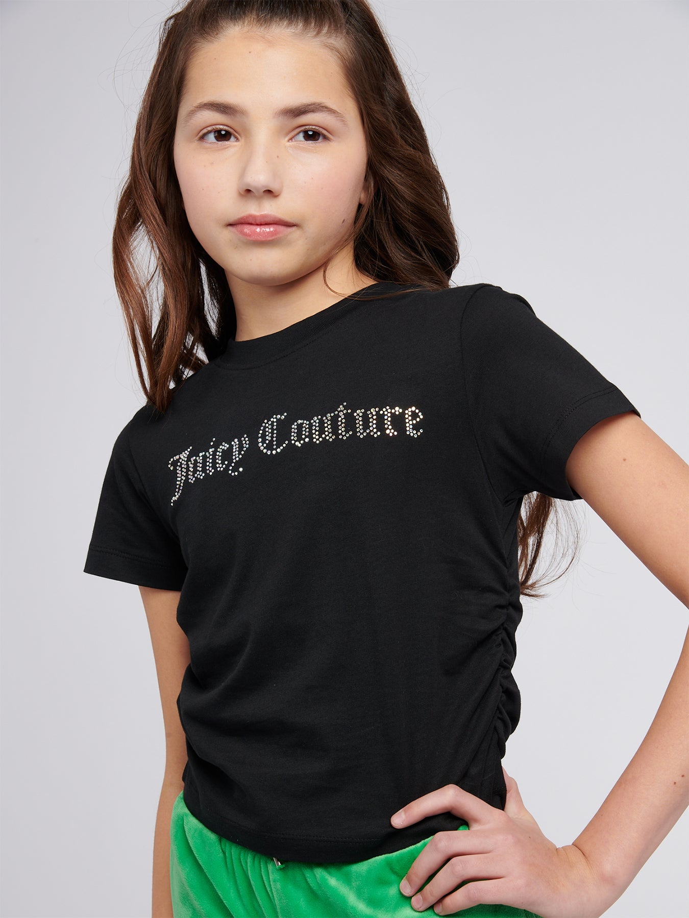 Kids' Diamante Ringer T-Shirt Black