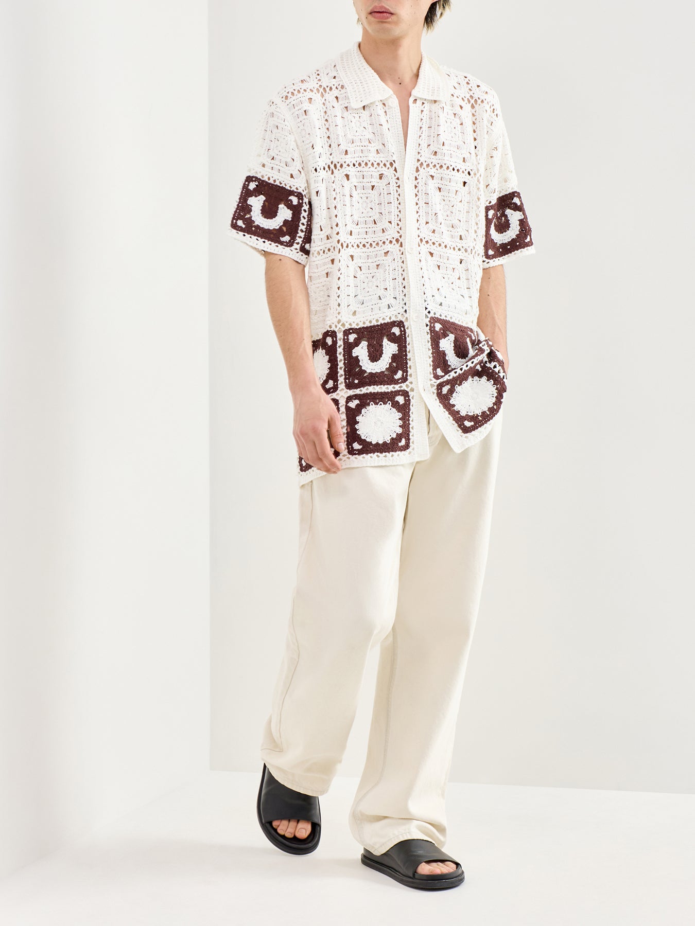 Crochet Knit Shirt White