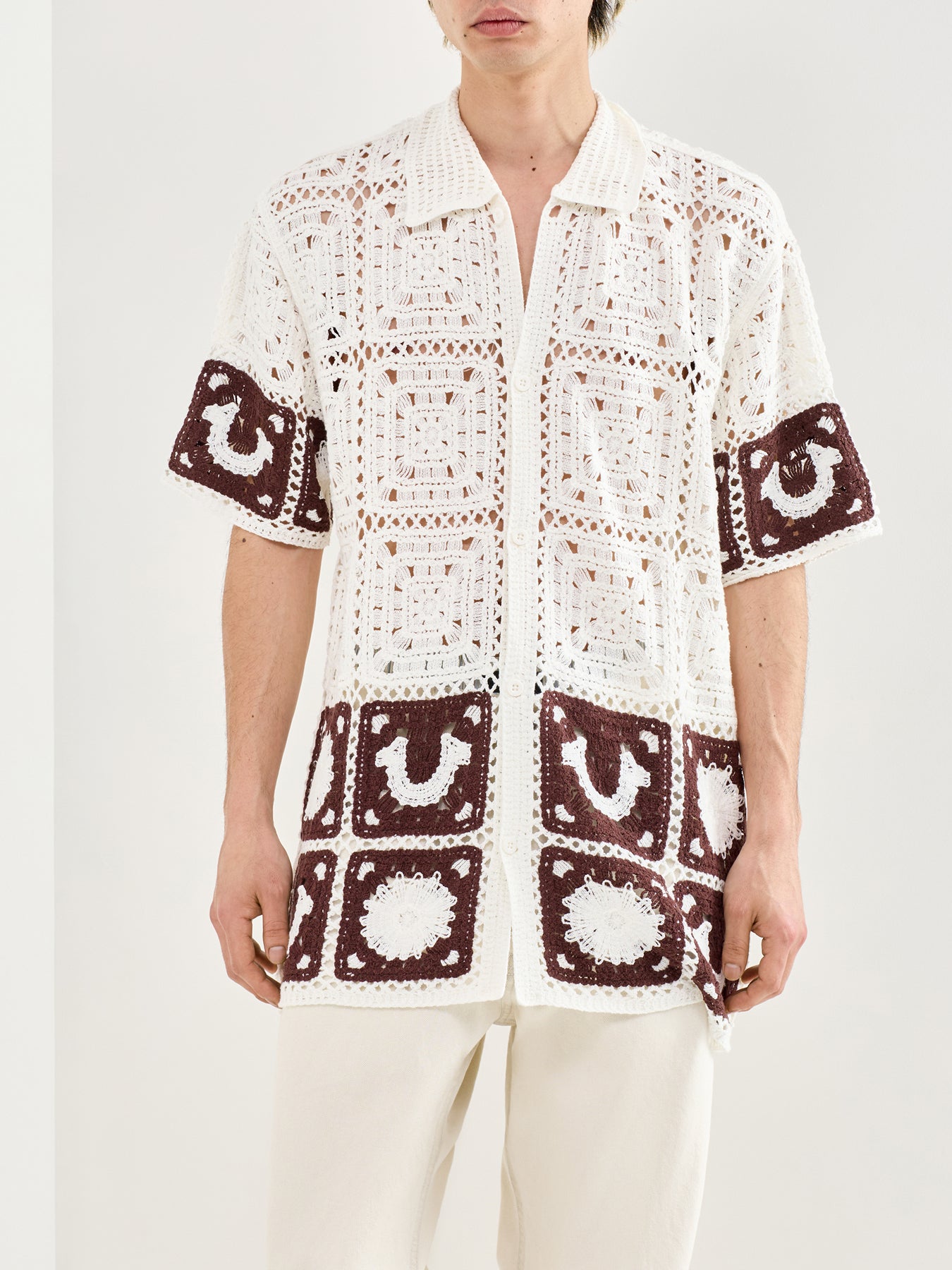 Crochet Knit Shirt White