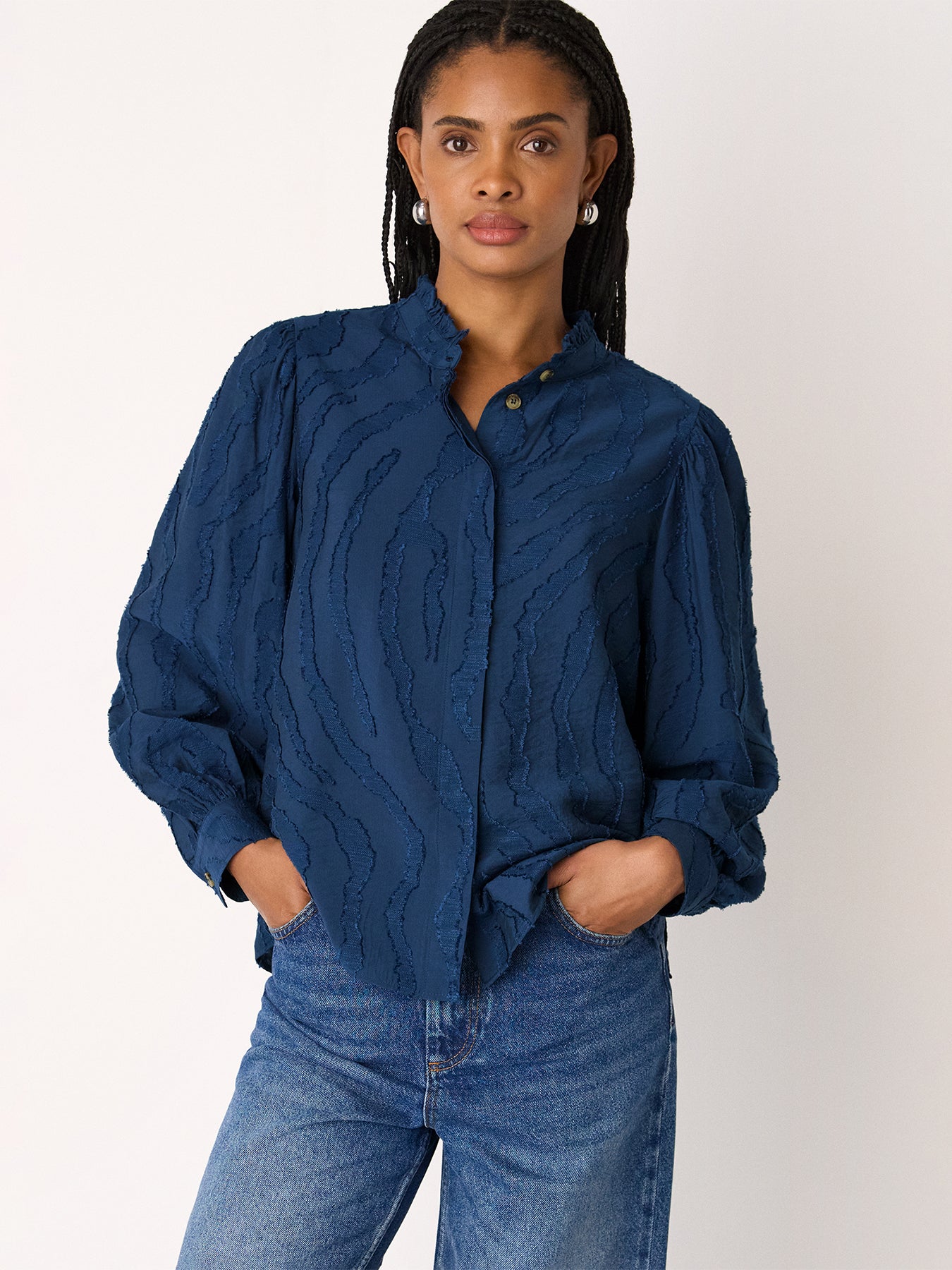 Animal Textured Shirt Blue