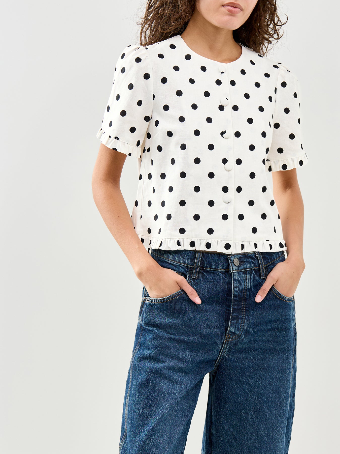 Ronnie Thrill Button Through Blouse Cream