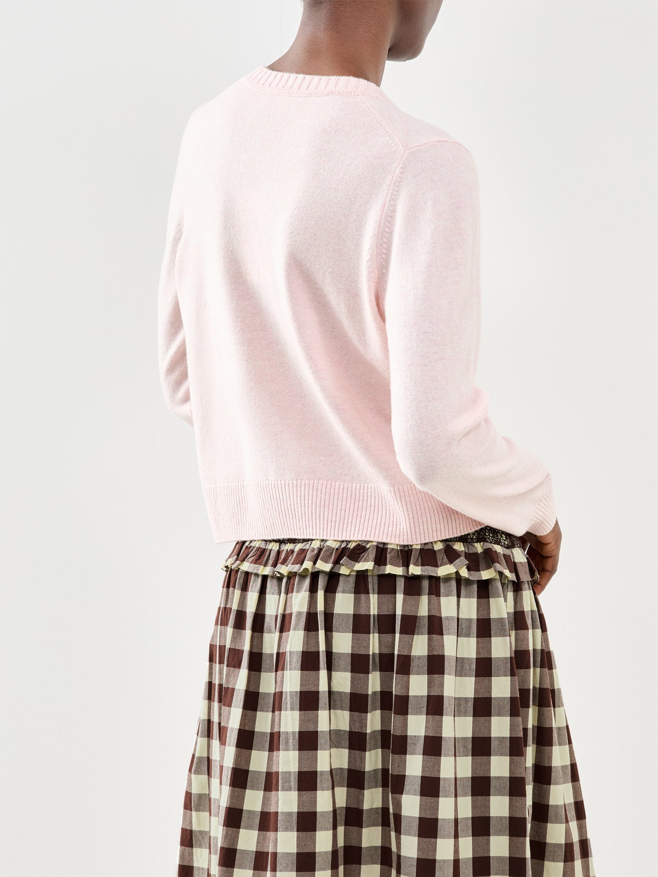 Crew Neck Cardigan Pink