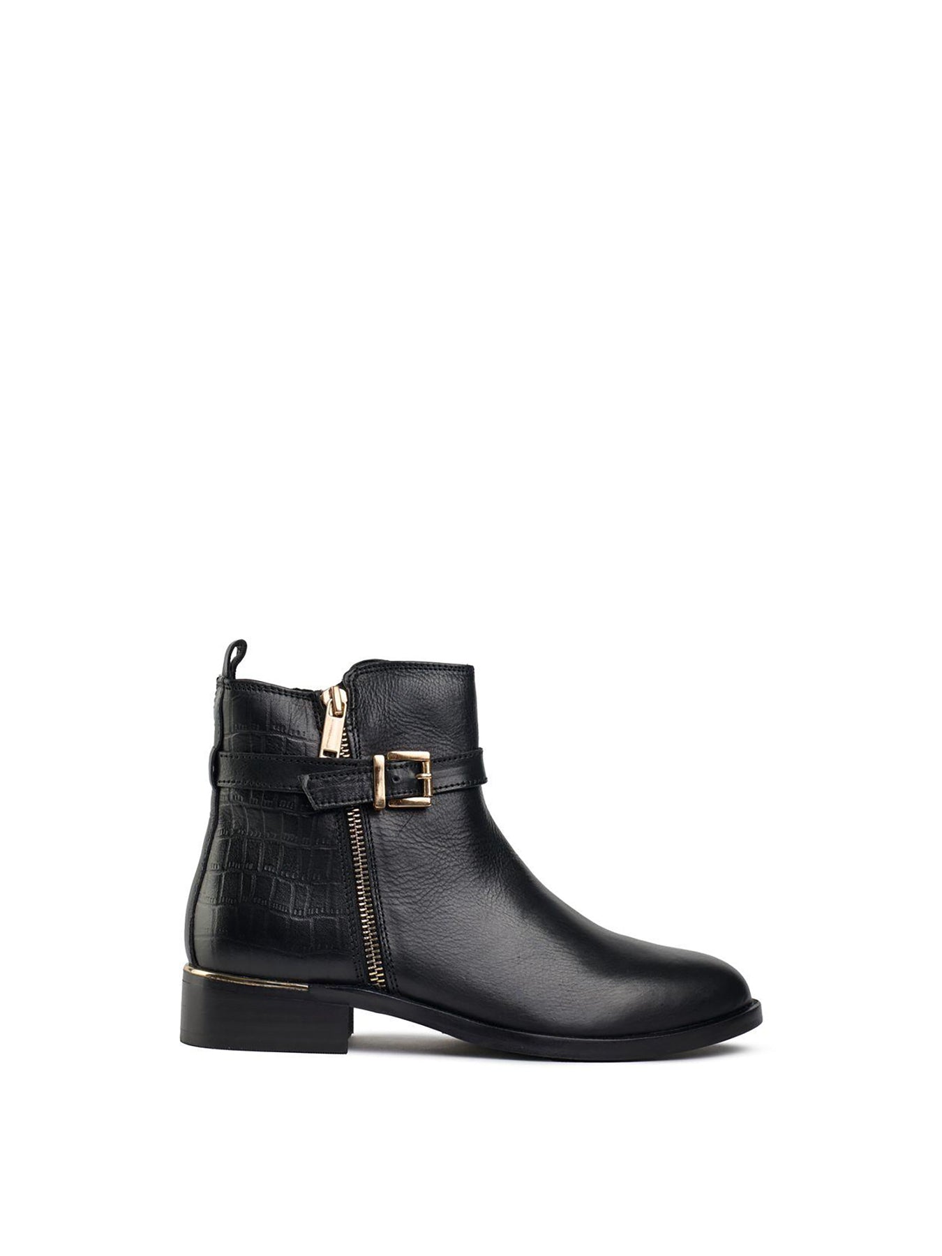Gada Zip and Buckle Boots Black