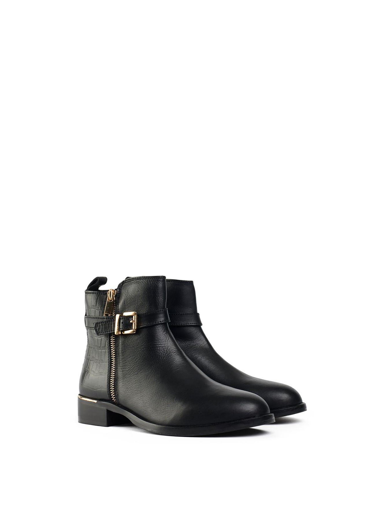 Gada Zip and Buckle Boots Black