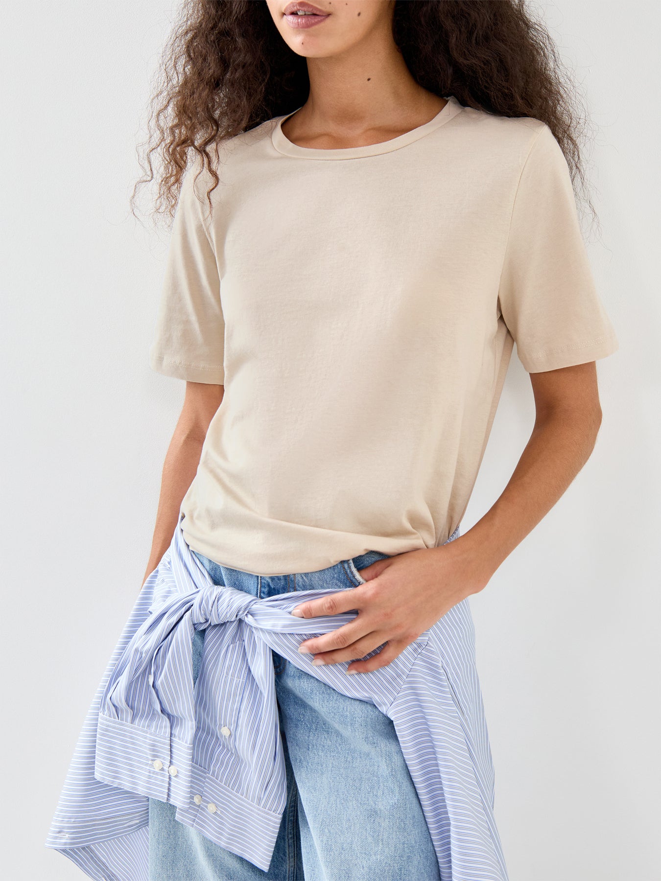 Short Sleeve T Shirt Beige