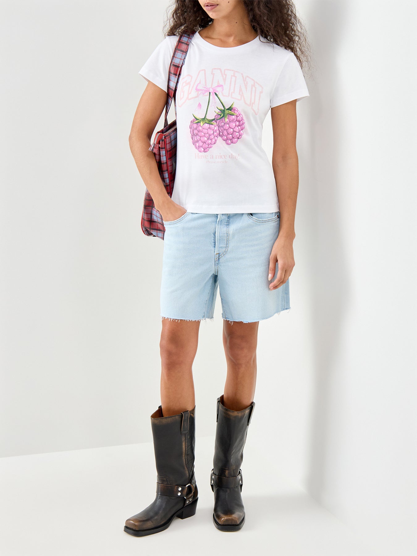Baby Fit T Shirt Raspberry White