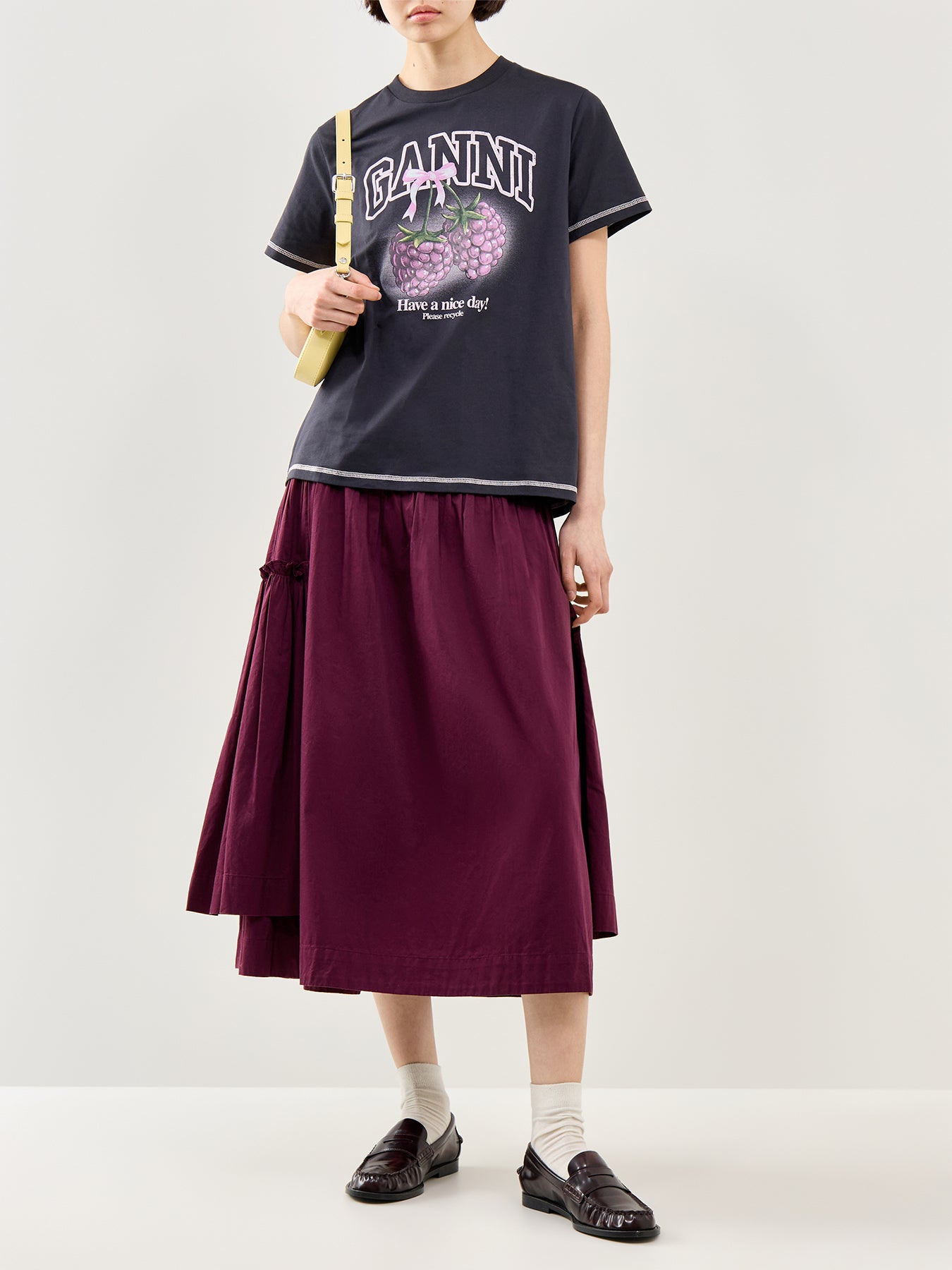 Raspberry Print Graphic T-Shirt Black