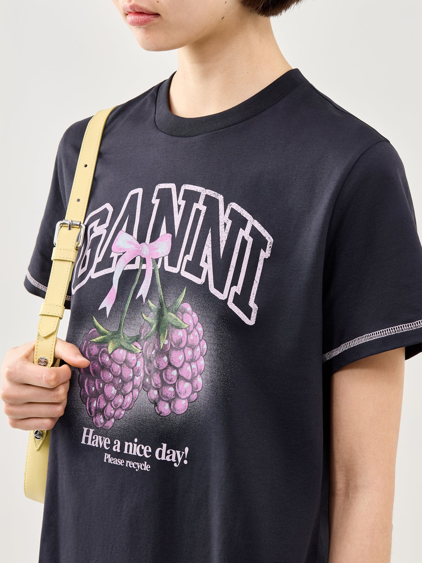Raspberry Print Graphic T-Shirt Black
