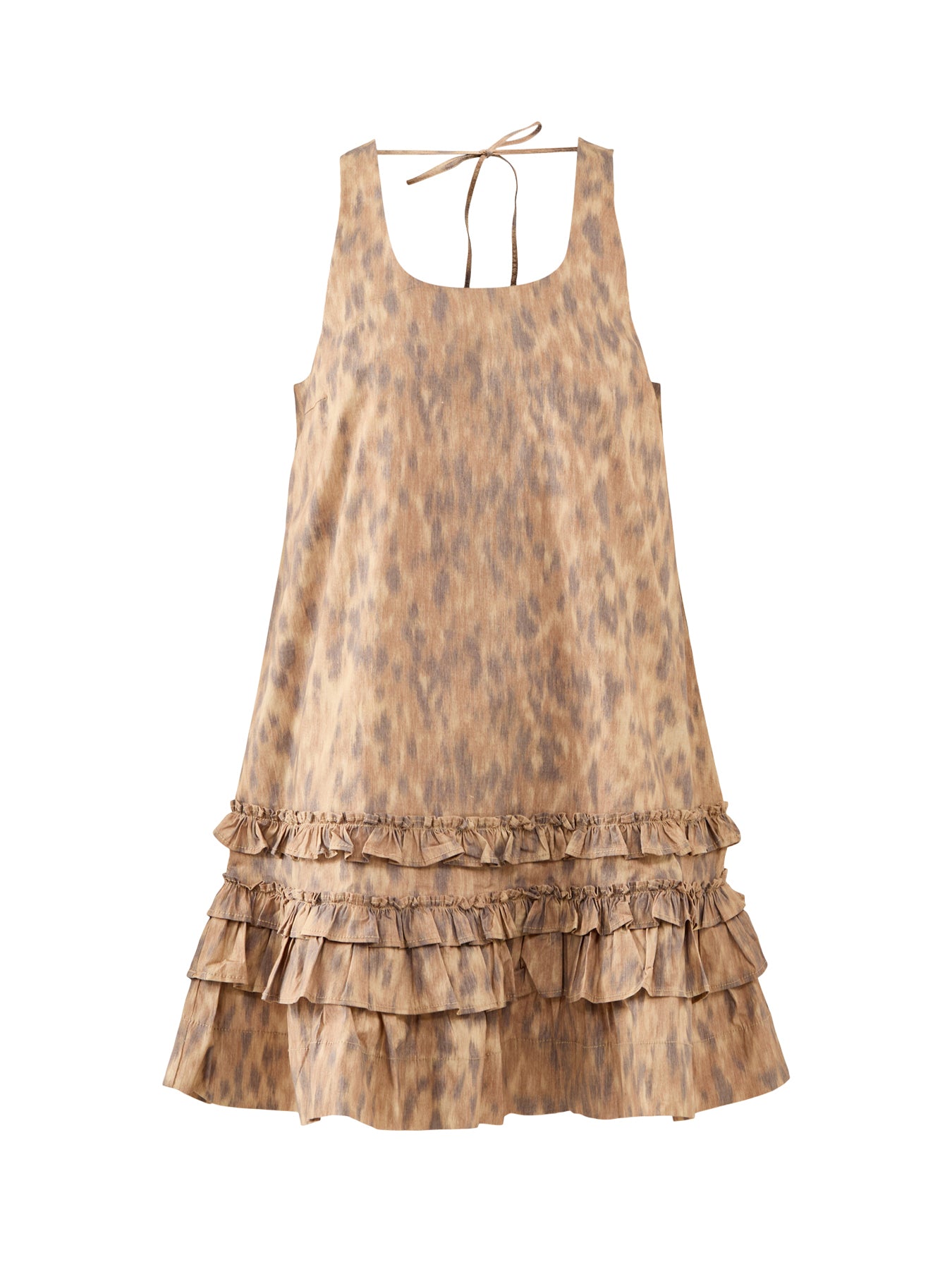 Printed Stretch Cotton U-Neck Midi Dress
