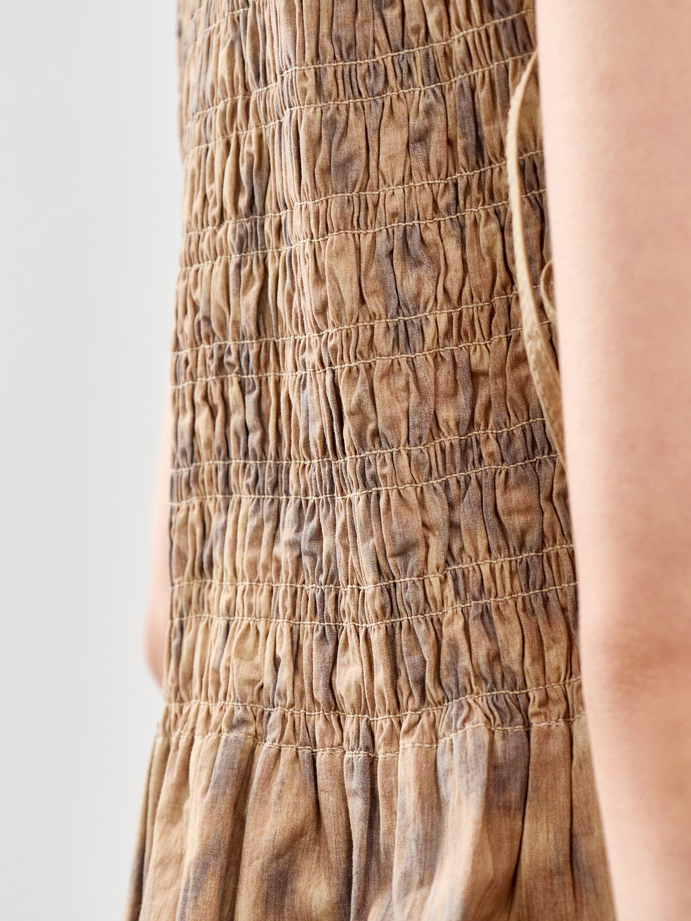 Printed Stretch Cotton Smocked Tie String Top