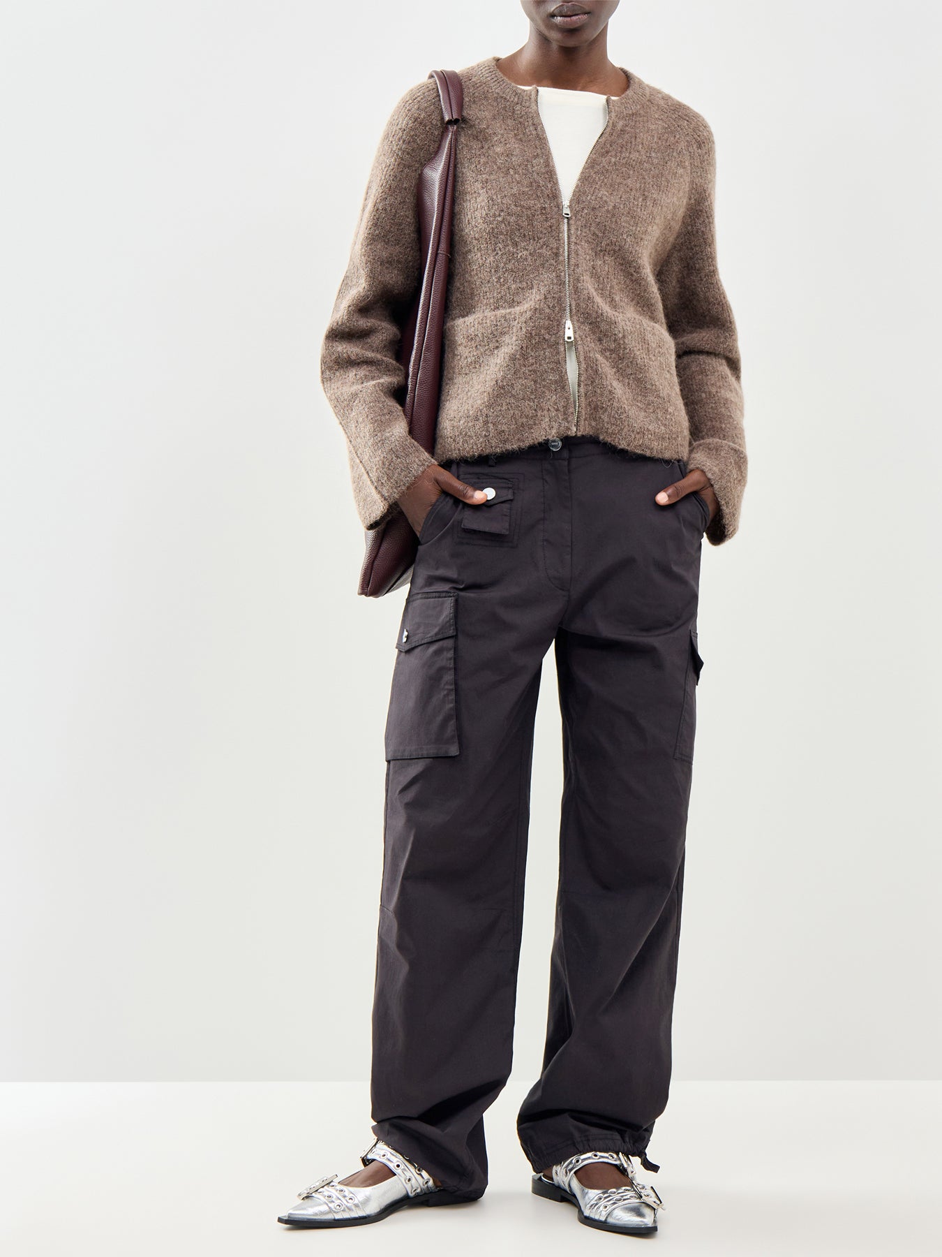 Stretch Cotton Cargo Pants Black
