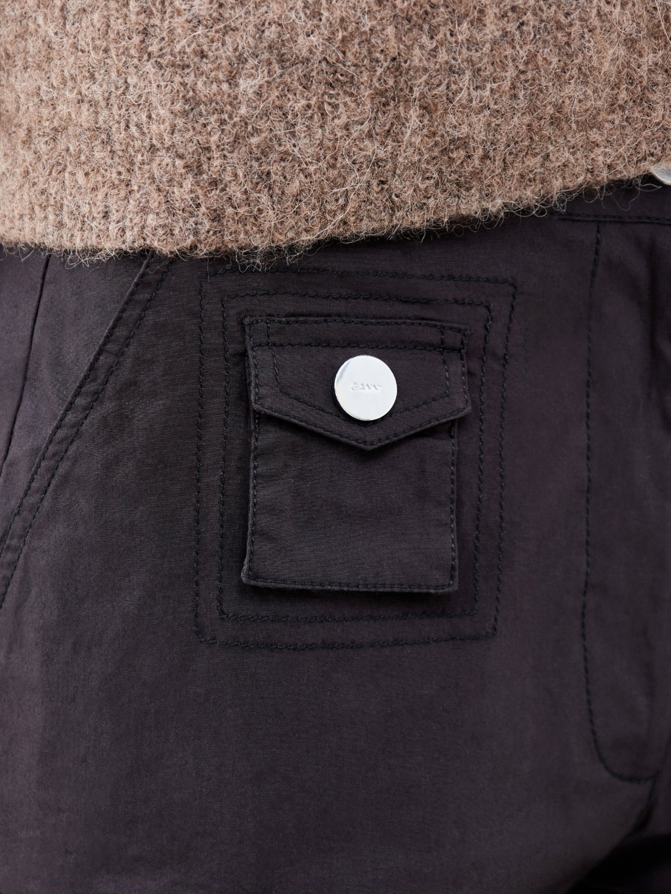 Stretch Cotton Cargo Pants Black